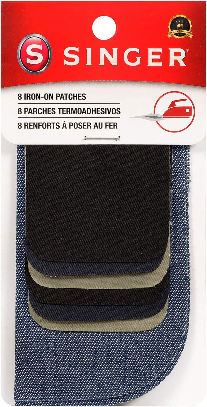Denim & Twill Iron-On Patches Combo, 8Pc Assorted