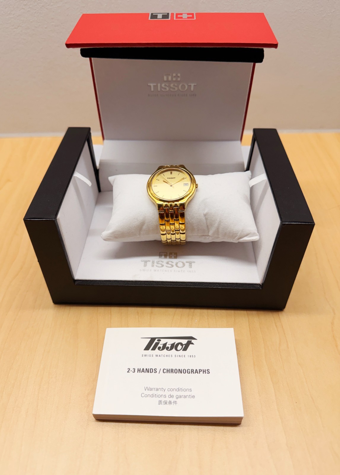TISSOT Stylist 39mm Gold Watch Quartz V282 Swiss Made Sapphire Crystal Pack