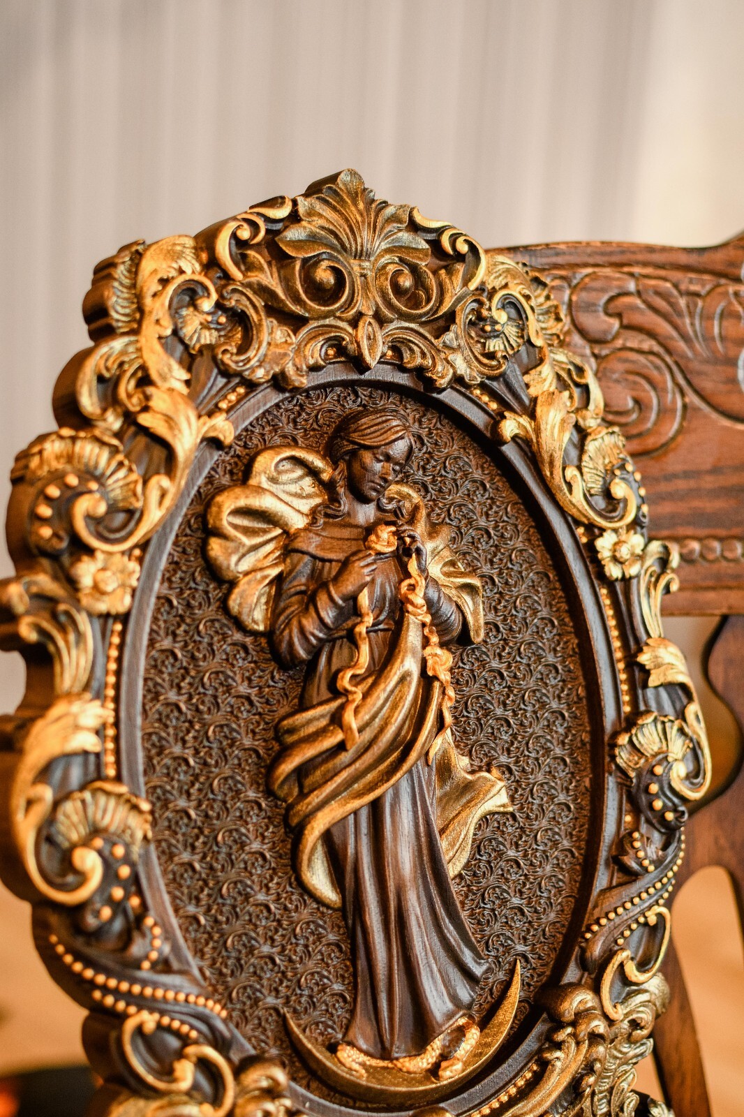 Blessed Our Lady untying knots wood carving Our Lady religioгs  wall art