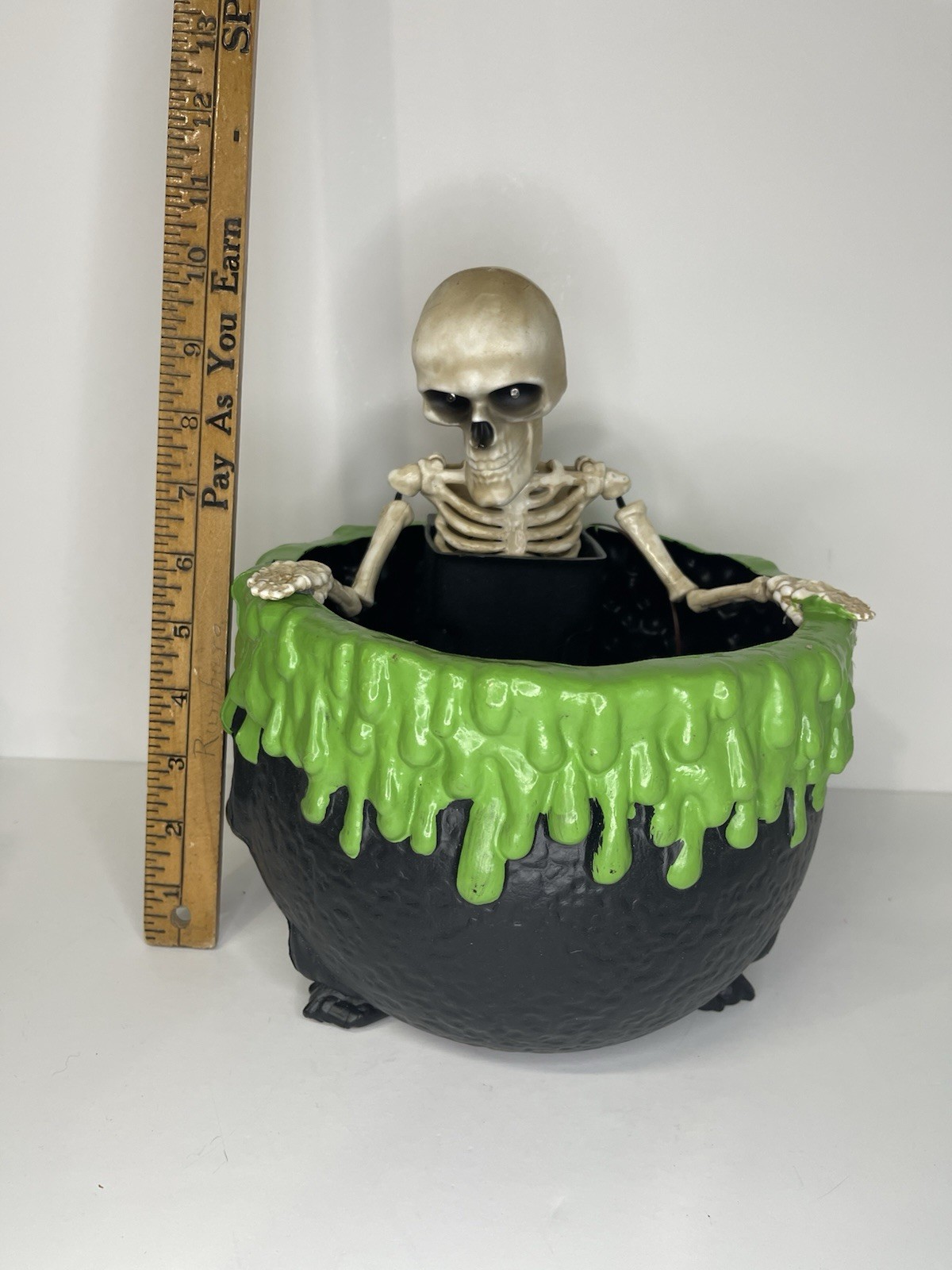 Gemmy Halloween Animated Skeleton Cauldron Candy Bowl