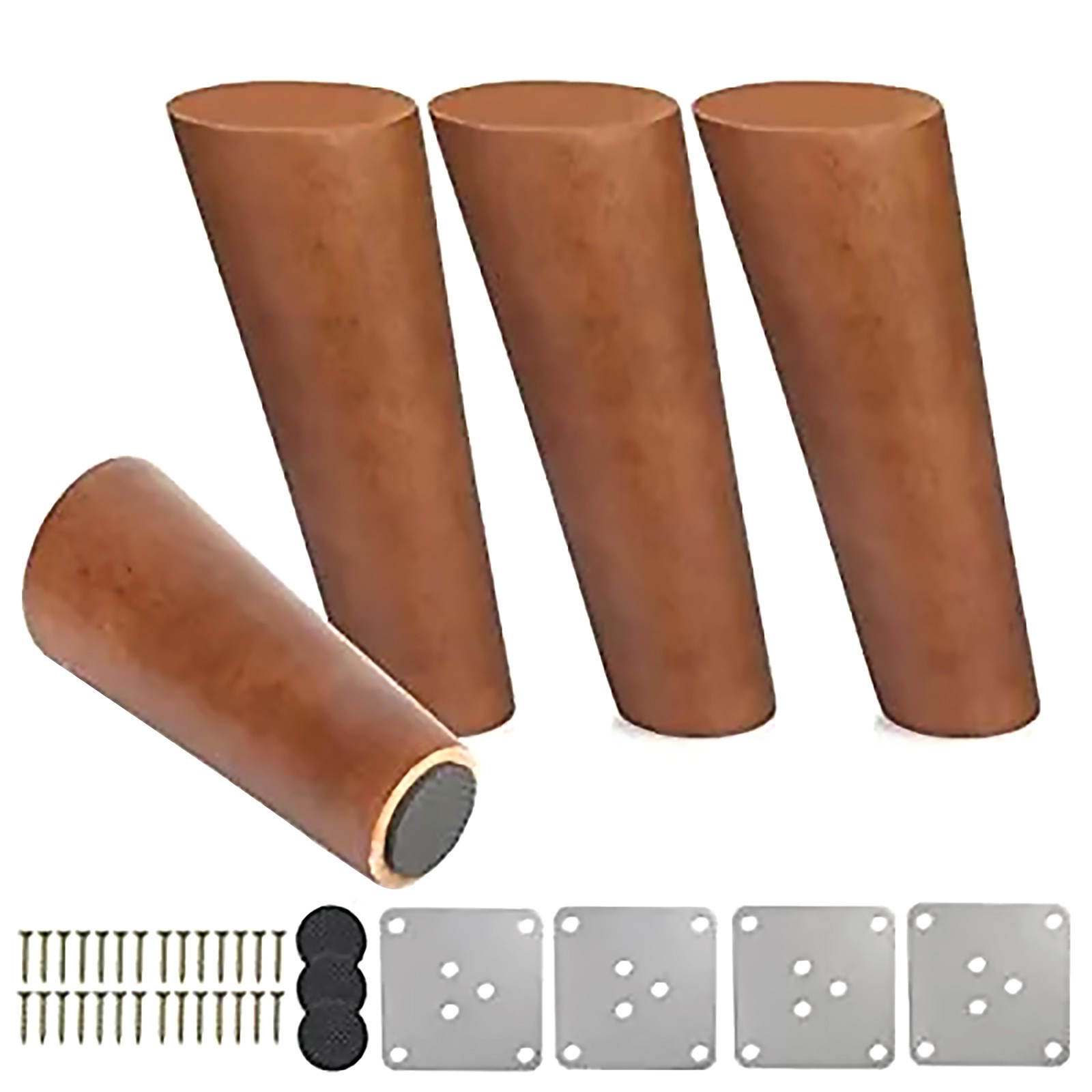 4PCS/Set 6" Dark Brown Walnut Wooden Tapered Oblique Furniture Leg-Set