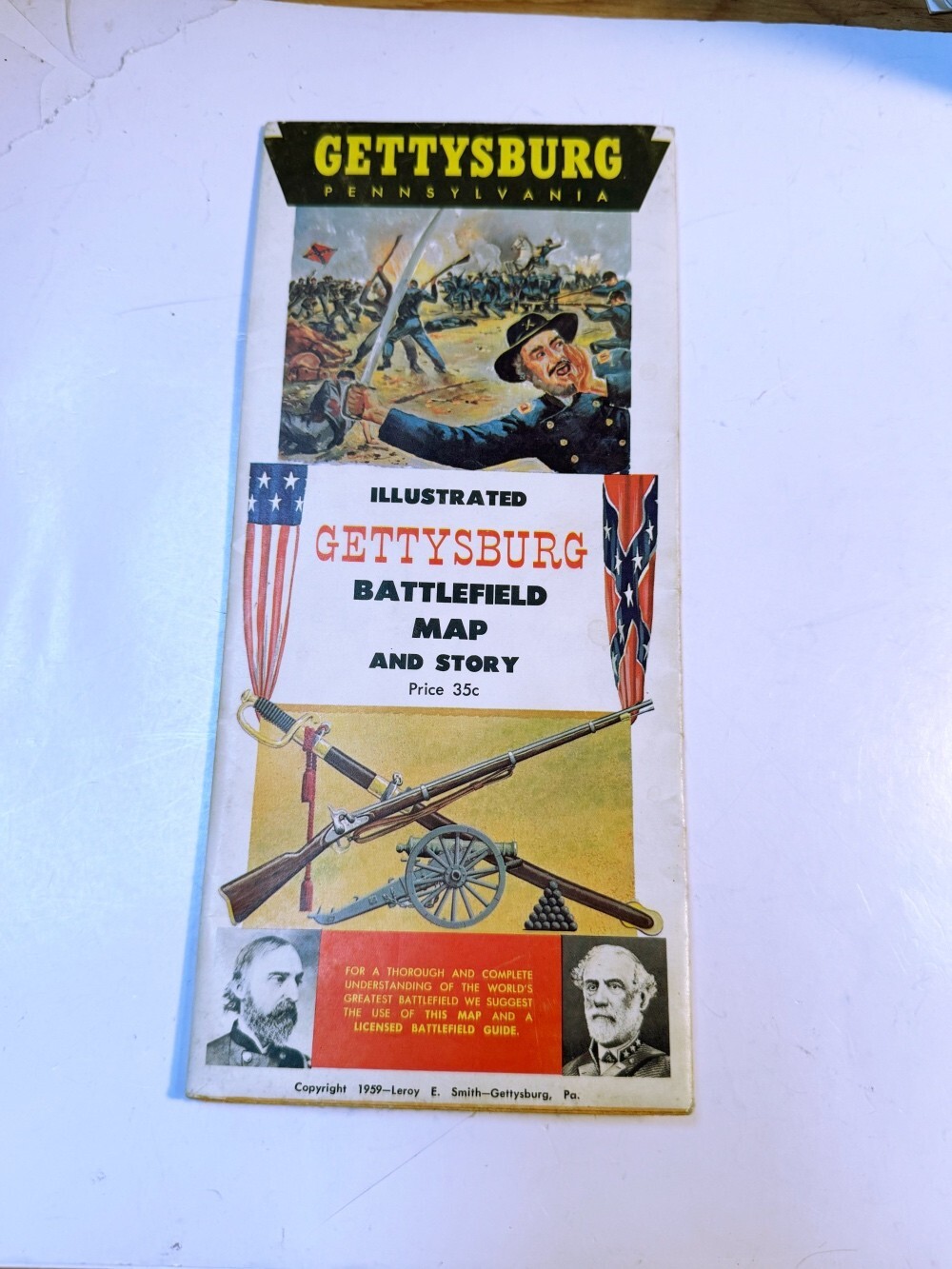 ILLUSTRATED GETTYSBURG BATTLEFIELD MAP AND STORY 1959 IN VERY GOOD CONDITION