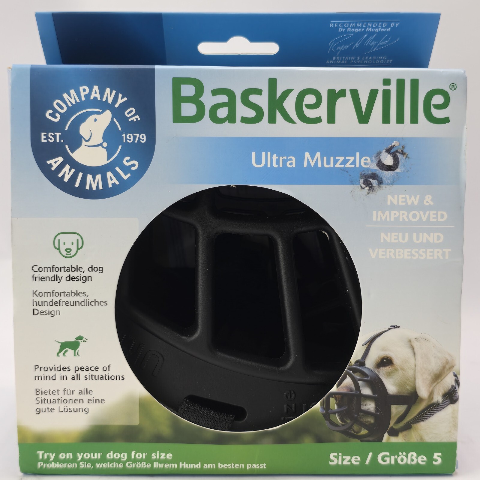 "New Baskerville Ultra Muzzle Size 5: Safe, Humane Design for Dogs"