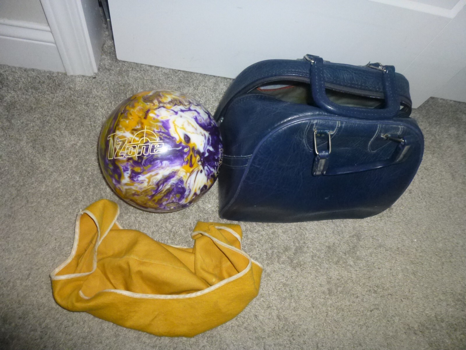 Vintage Brunswick Tzone 10lb Bowling Ball AGE 1215 USBC* Purple Yellow Swirl