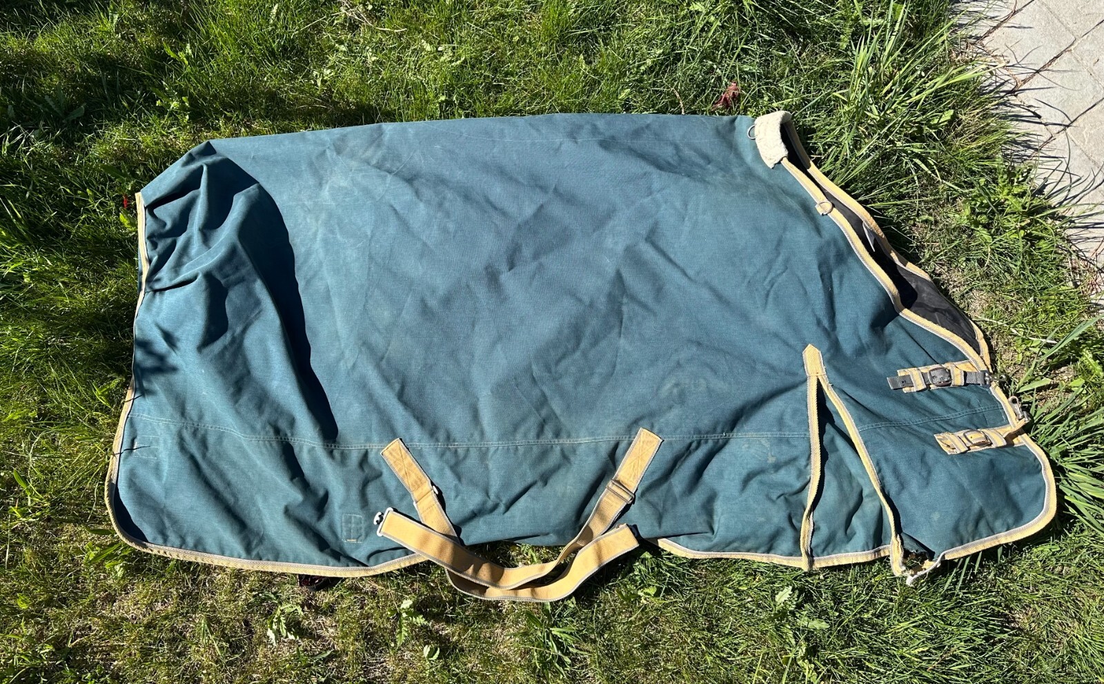 SmartPak Ultimate horse turnout blanket size 75" blue/tan 100 g fill