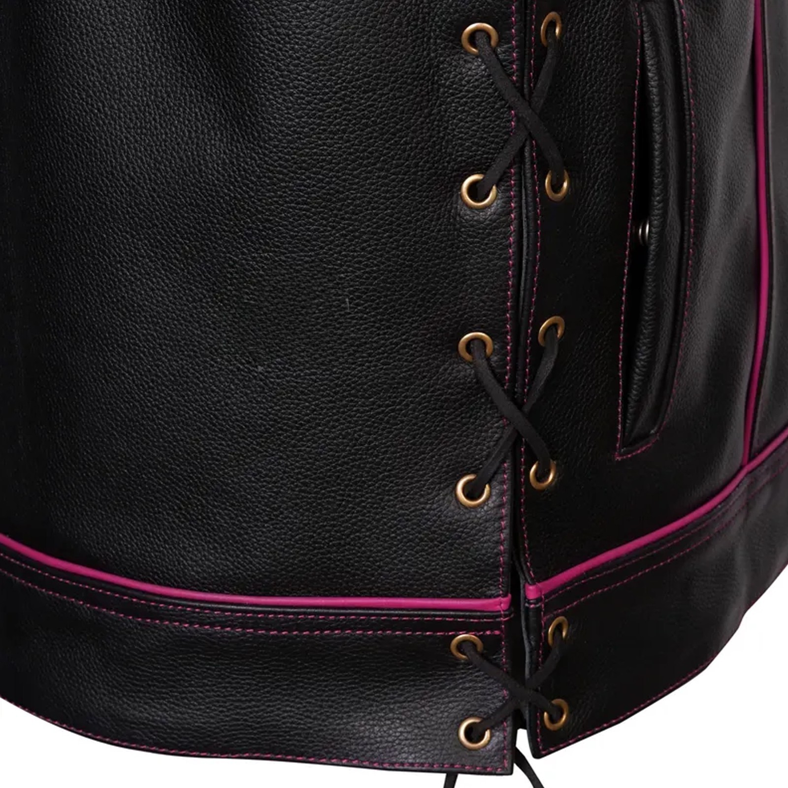Handmade Leather Biker Vest Black & Pink Motorcycle Vest Genuine Leather Club
