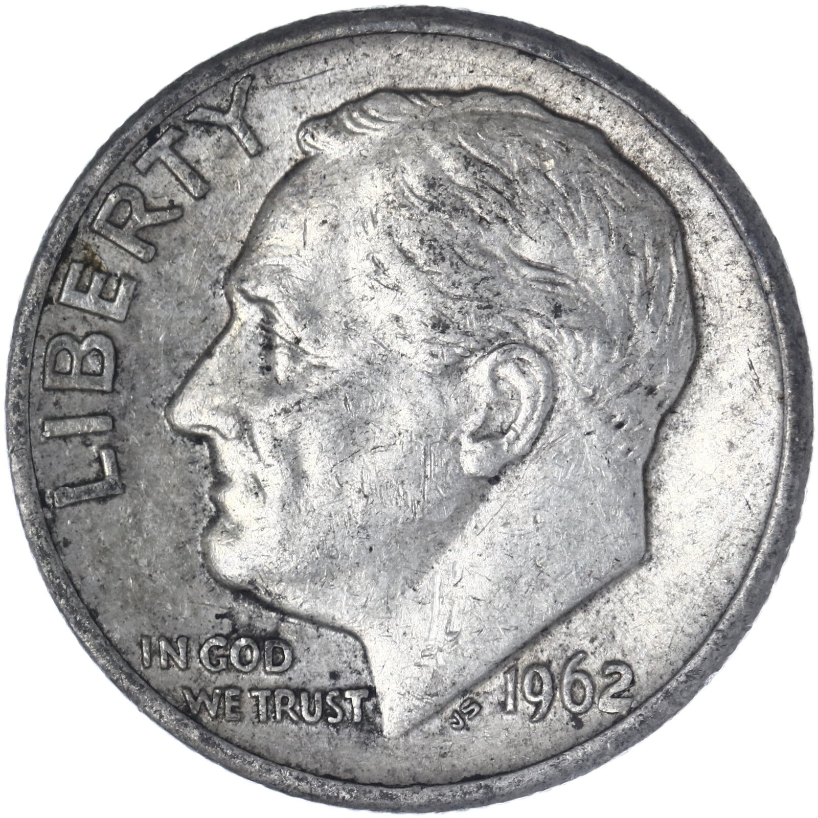 1962 (P) Roosevelt Dime 90% Silver Very Fine VF See Pics Y055