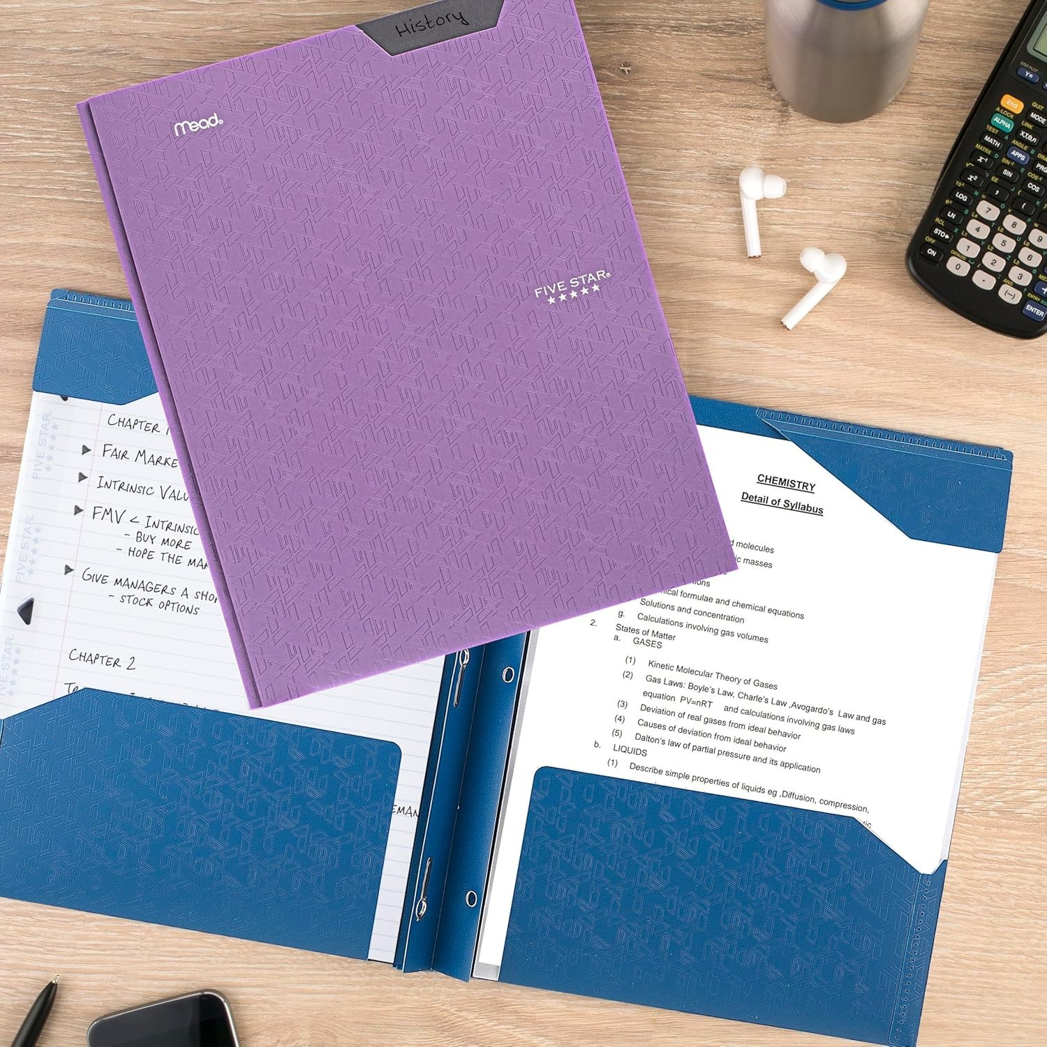 2-Pocket Folder, Plastic Folder with Stay-Put Tabs and Prong Fasteners, Holds...