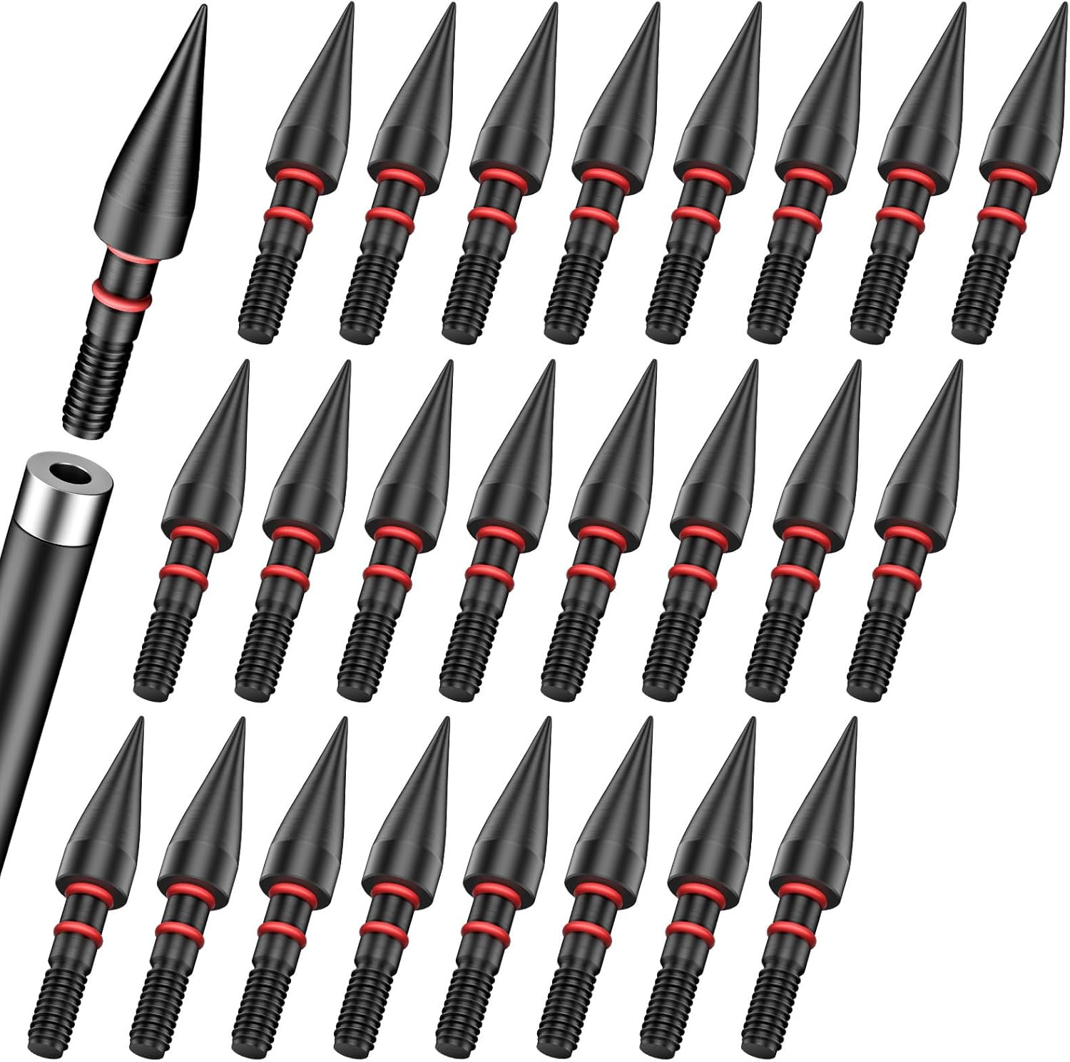 Pawfly 24 Pcs Field Tips, Archery Accessories, 5/16" Screw-In Bullet Points Arch