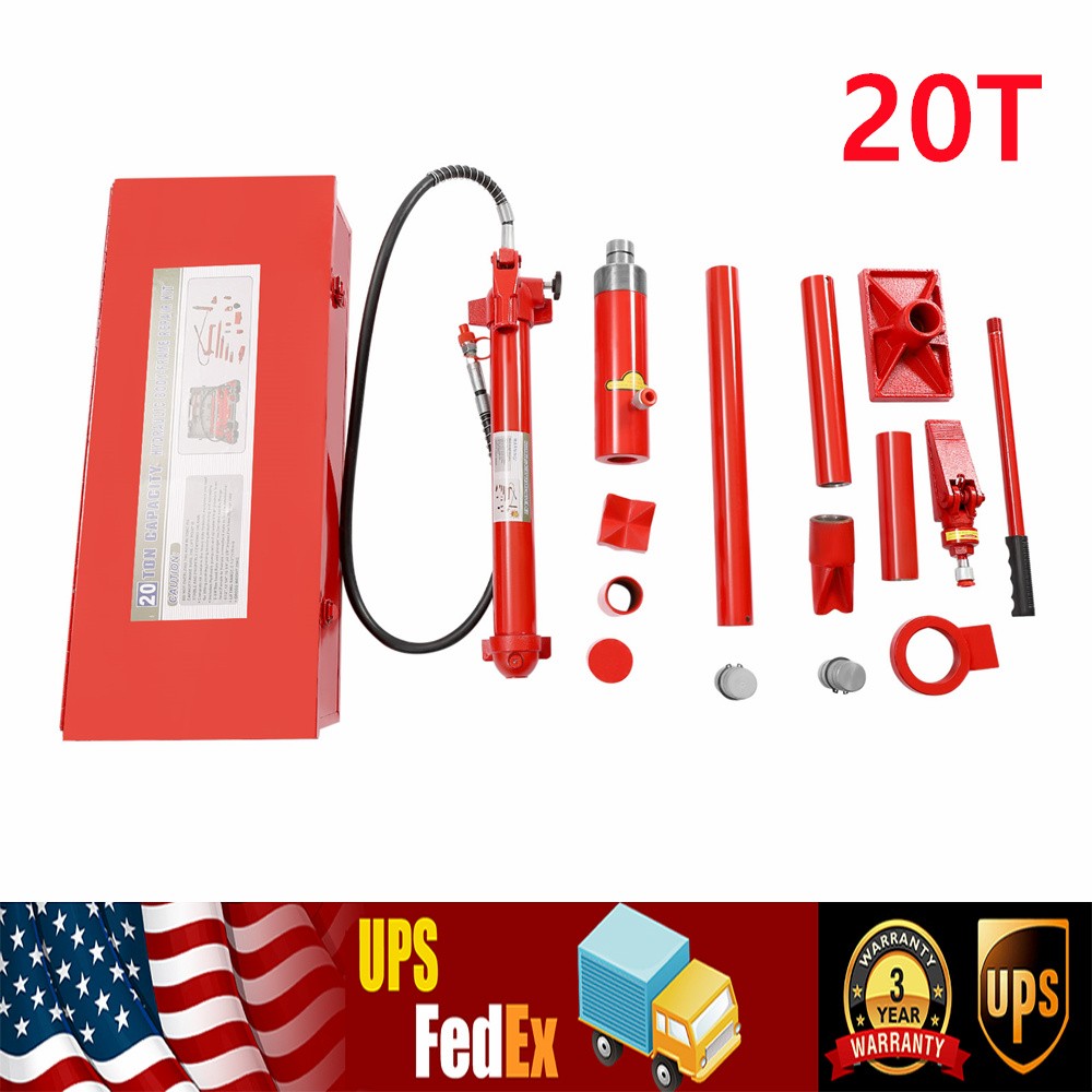 20 Ton Auto Shop Tool Lift Ram Porta Power Hydraulic Jack Body Frame Repair Kit
