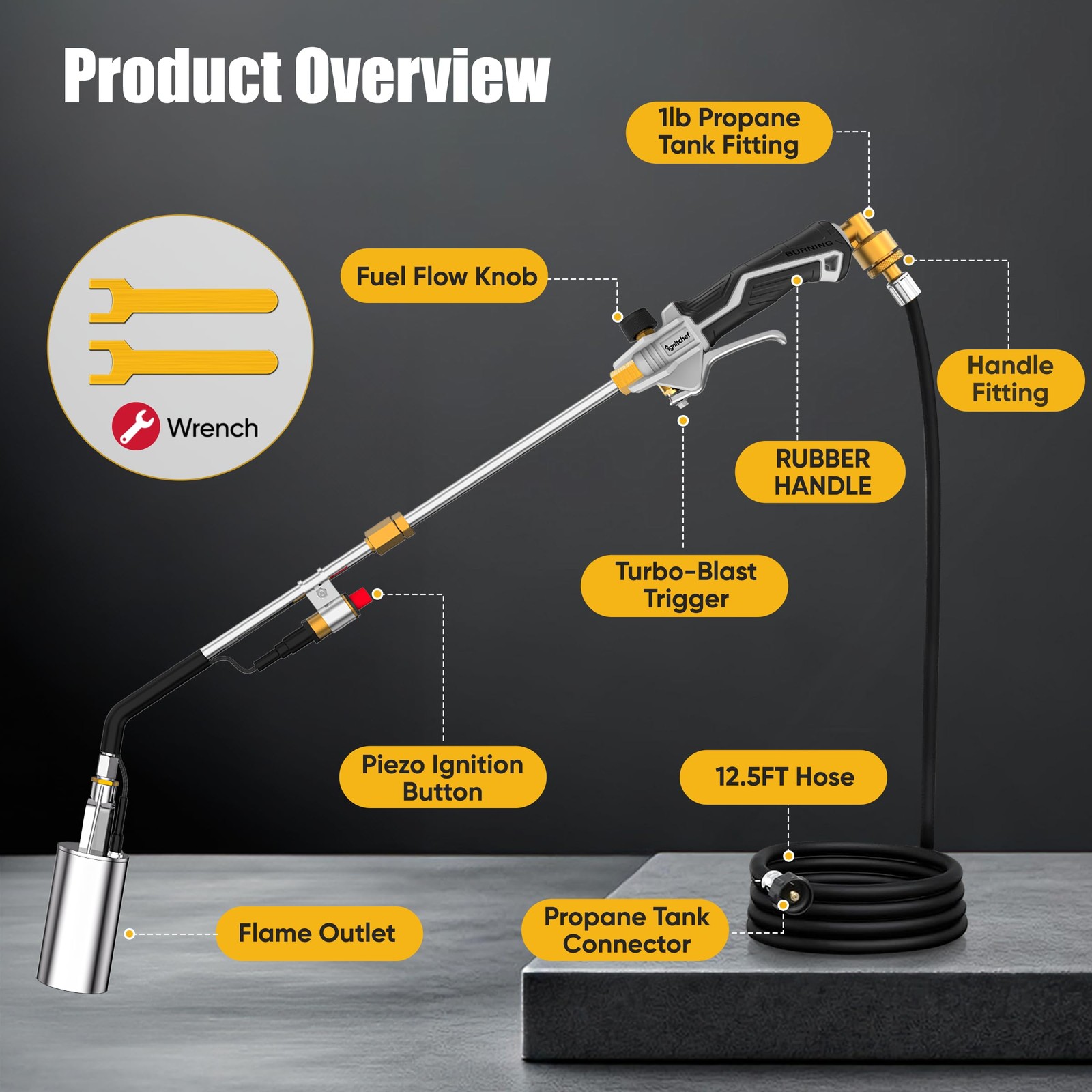 IgnitChef Propane Torch Weed Burner 340,000 BTU Black