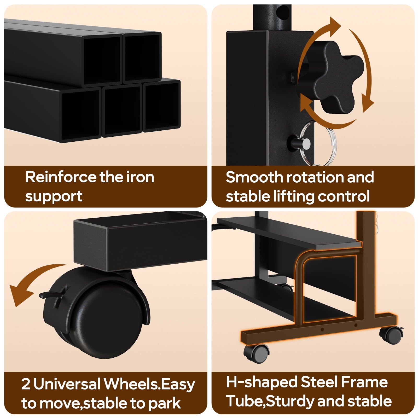 Height Adjustable Desk Standing Desk Small Desk for Small Spaces, Mobile Rolling