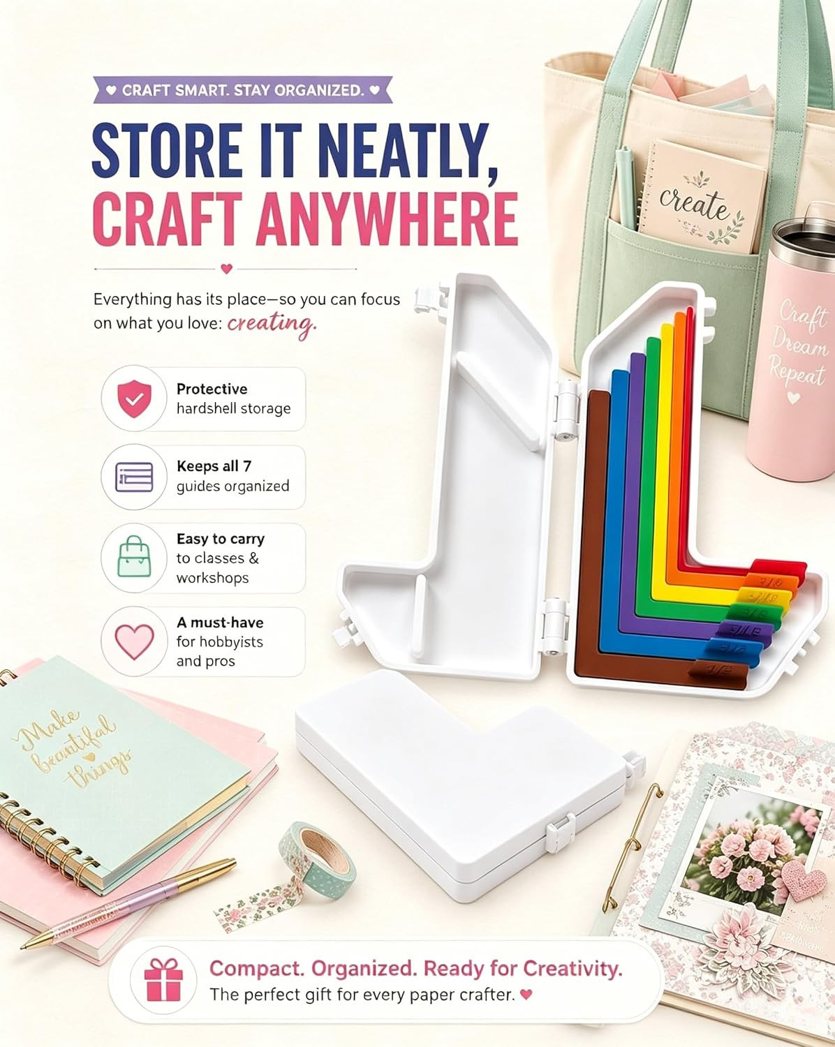 7Pcs Paper Crafting Alignment Guides with Case for Card Making, Precision Layeri