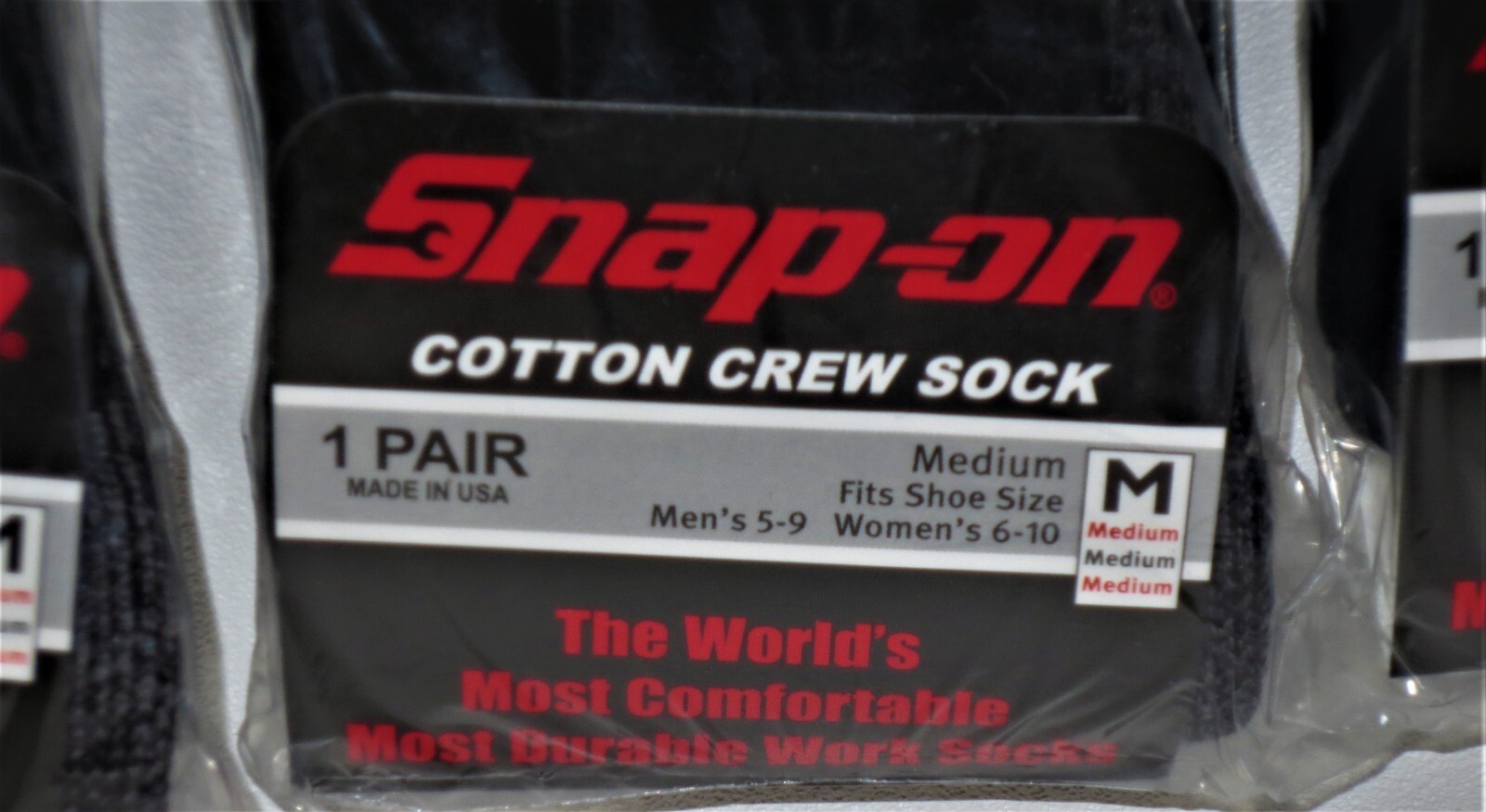 6 PAIRS Men's BLACK Snap-On Crew Socks MEDIUM *FREE SHIPPING ~ MADE IN USA *NEW*