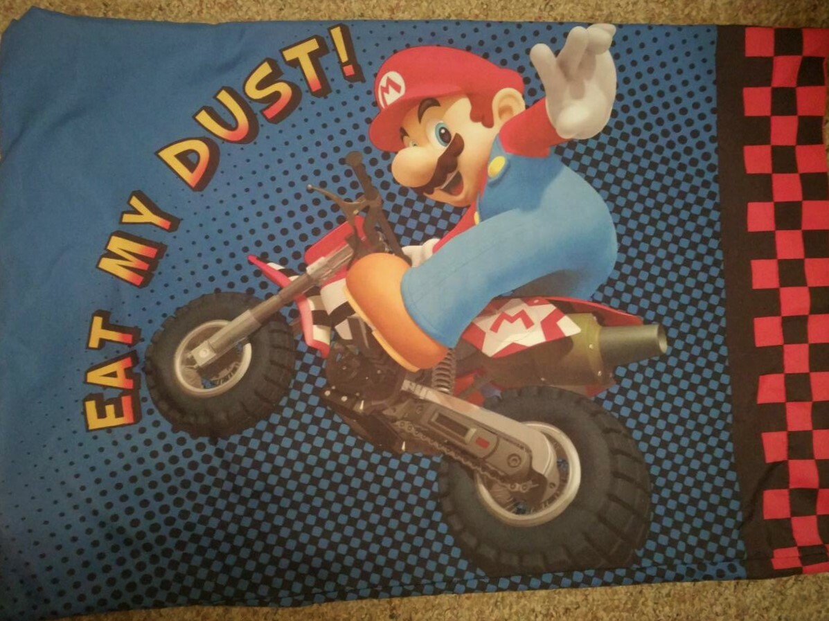 Wii MARIO KART EAT MY DUST  Nintendo Double Sided Standard Pillowcase SHIPS FREE