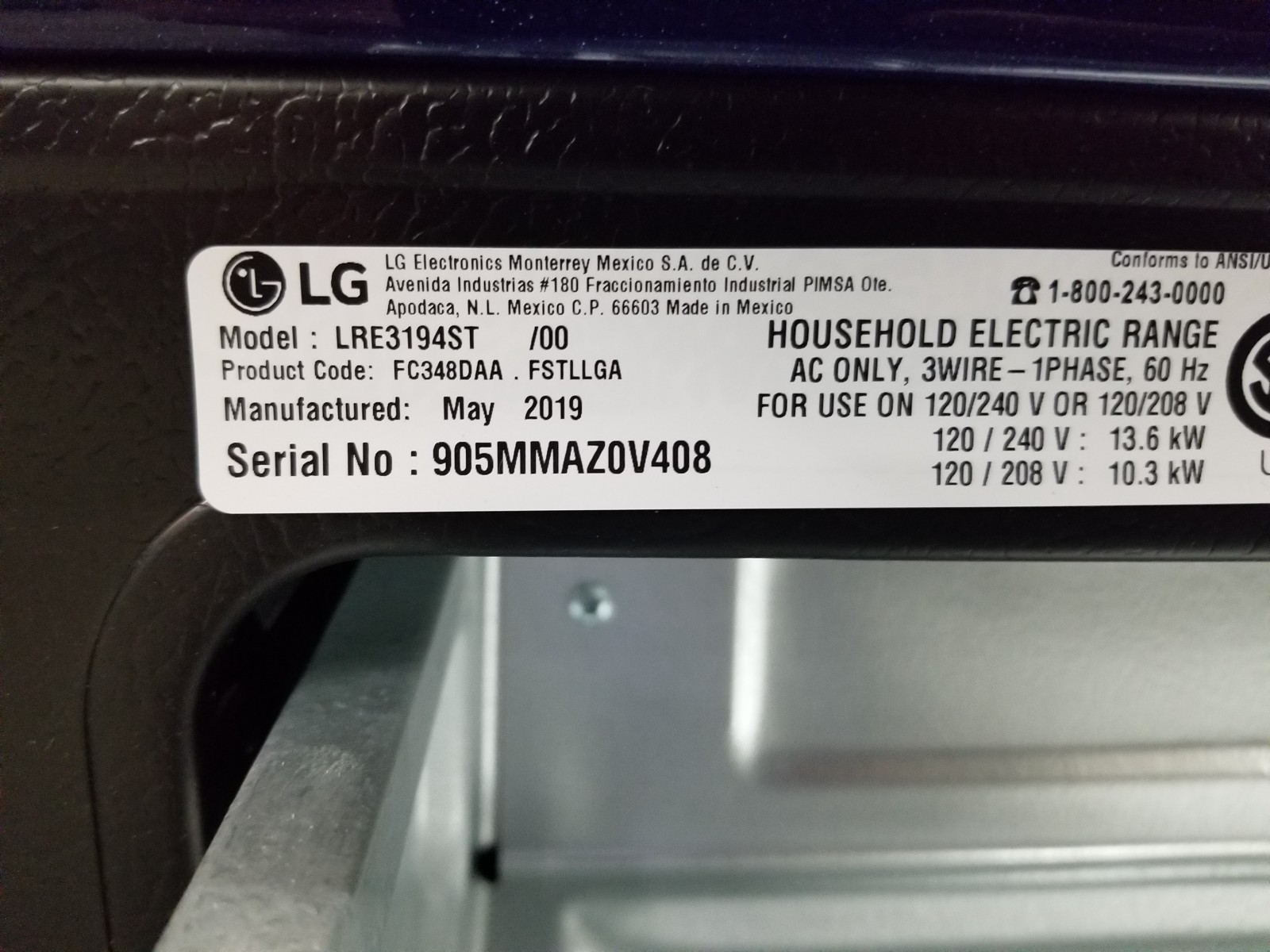 Genuine LG Range Oven Relay Board # EBR74164814