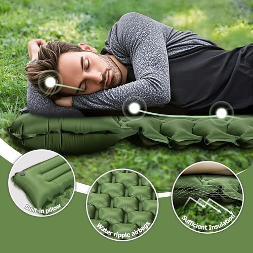 Toncoke Sleeping Pad - Extra Thick & Ultralight Inflatable - Green