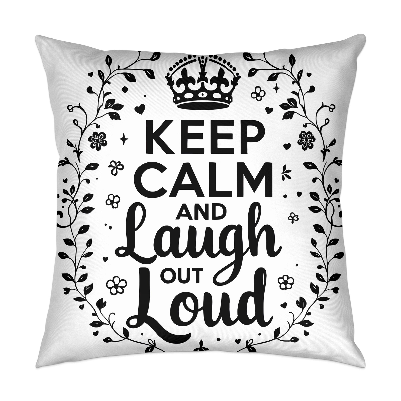 Keep Calm and Laugh Out Loud Pillow Cover, Decorative Throw Pillow Cover, Inspir