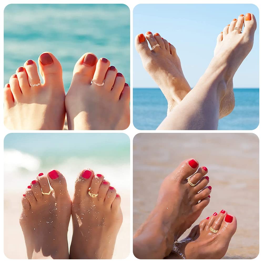 YVOETN 24Pcs Open Toe Rings Set for Women One Size, gold and silver
