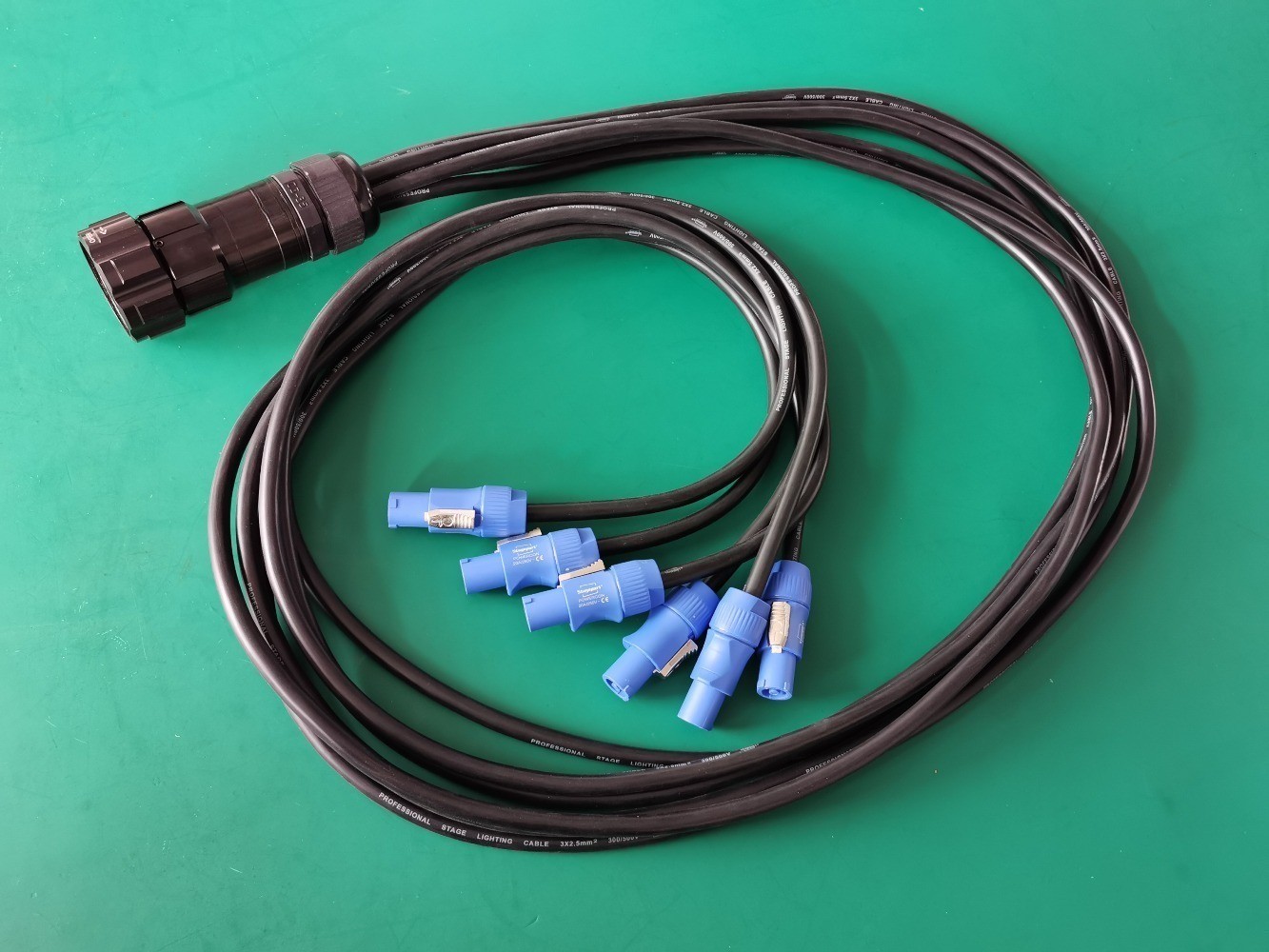 Socapex 19-Pin Breakour Cable 6 Powercon Cable Loose Tail With Distribution Core