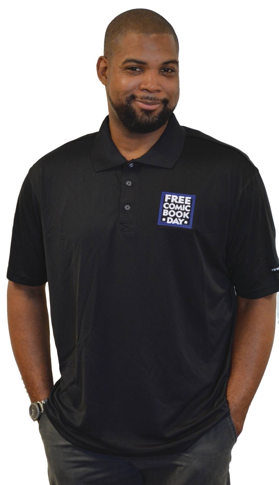 Free Comic Book Day Logo Polo Shirt Sport-Tek Dri-Mes Medium MD FCBD New NWT
