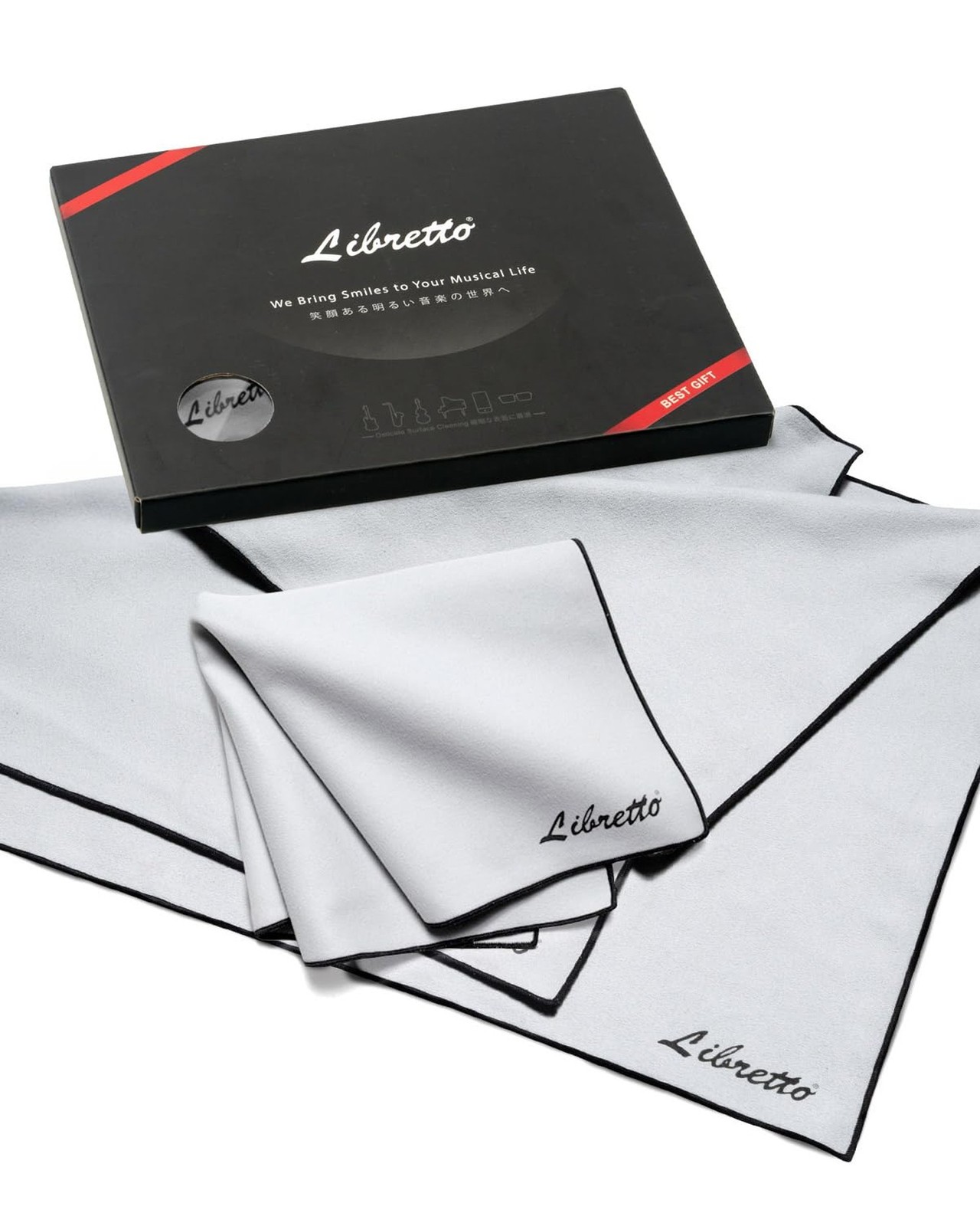 Libretto Microfiber Polish Cloth for Musical Instrument, 3 Sizes in 1 Pack, G...