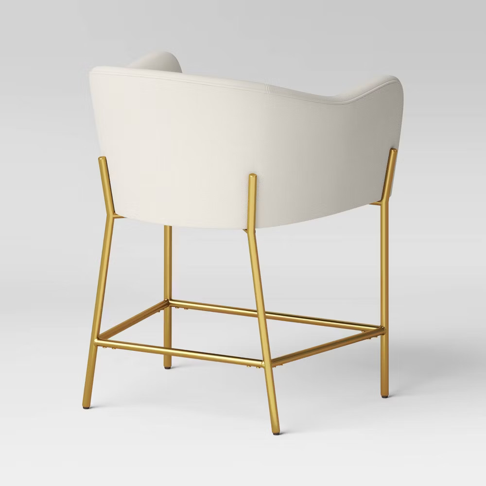 Gladden Barrel Counter Height Barstool Cream Boucle/Brass - Threshold