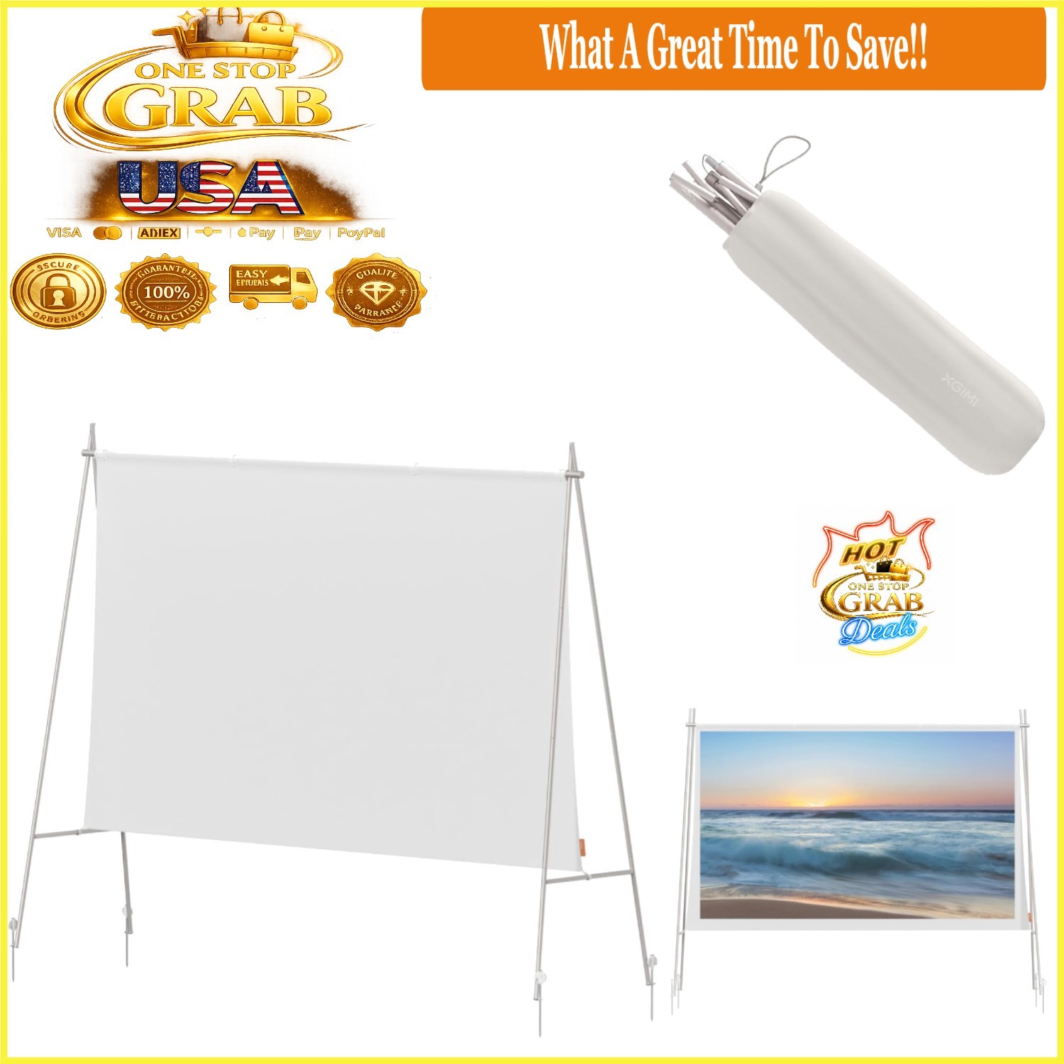 2025 Portable 70-Inch Outdoor Projector Screen Foldable Lightweight Camping B...