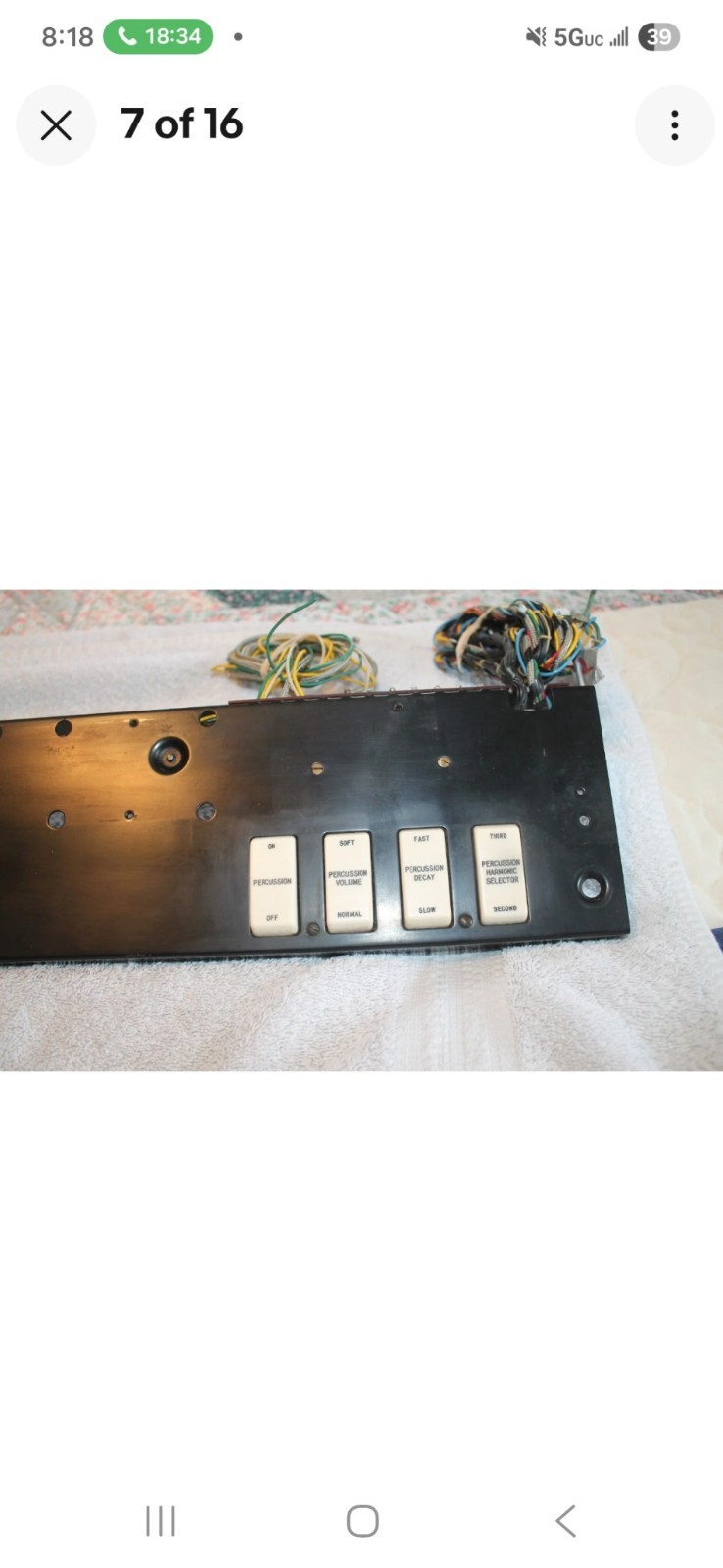 Hammond C-3 Vibrato Percussion Switches and Mounting Panel From Working Organ