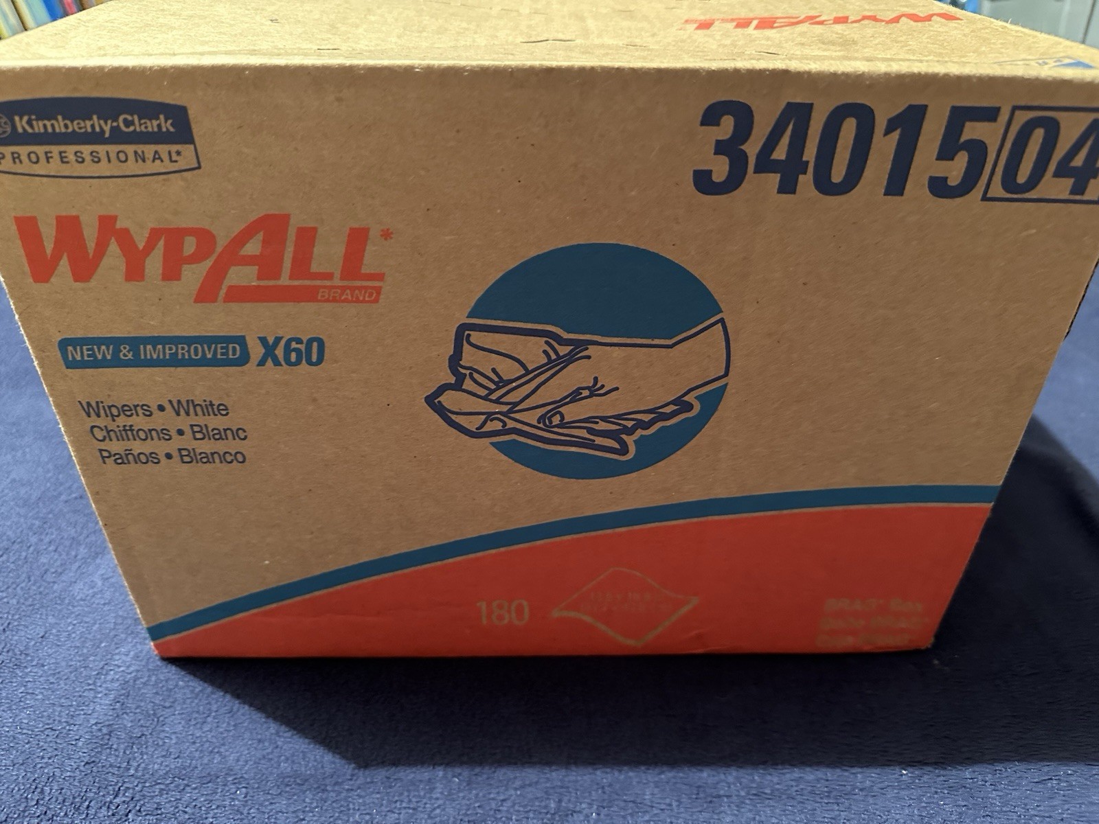 WypAll X60 Reusable Task Wipes 180 Pack White Unscented 12.5" x 16.8" 34015  NEW