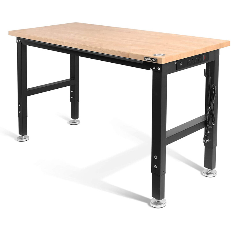 48" Adjustable Workbench 2000 LBS Load Capacity with Power Outlets Heavy-Duty