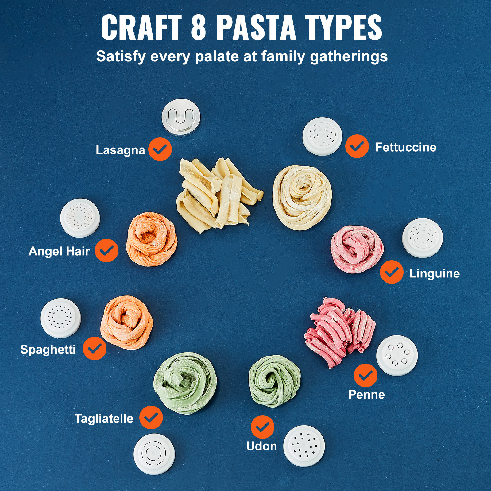 Electric Pasta Maker Automatic Noodle Making Machine with 8 Pasta Shape