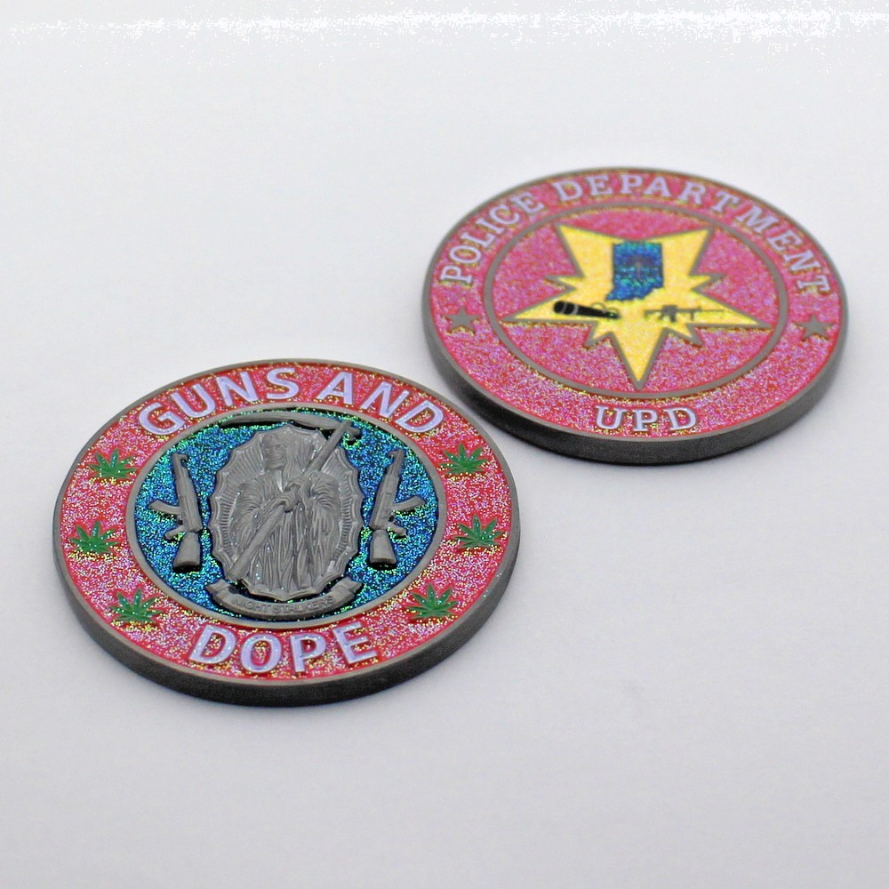 Police Department State Narcotics Drugs Challenge Coin 2 1/4 inch leaf 420