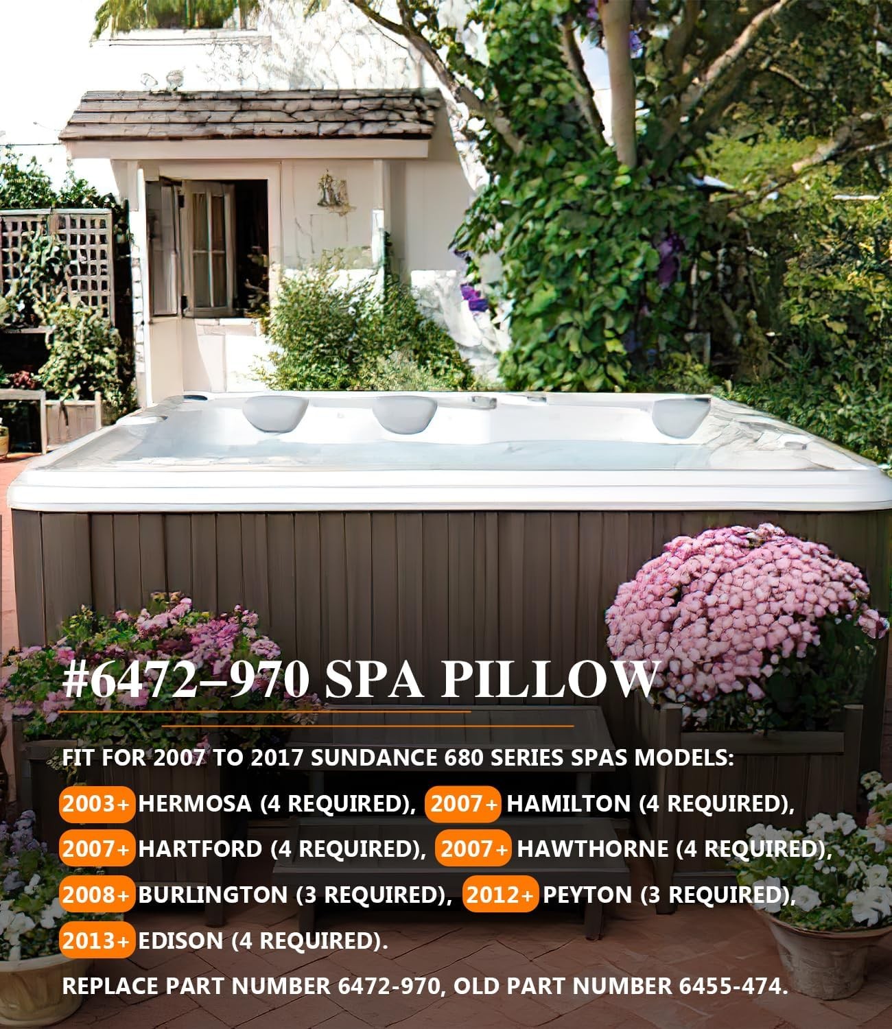 For Sundance 680 Series Spas 6472-970 6455-474 Reverse Wrap Around Spa Pillow