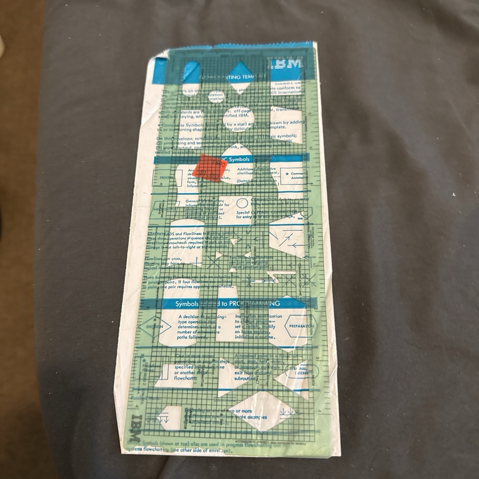Vintage IBM Flowcharting Template w/Original Sleeve GX20-8020-2 USA