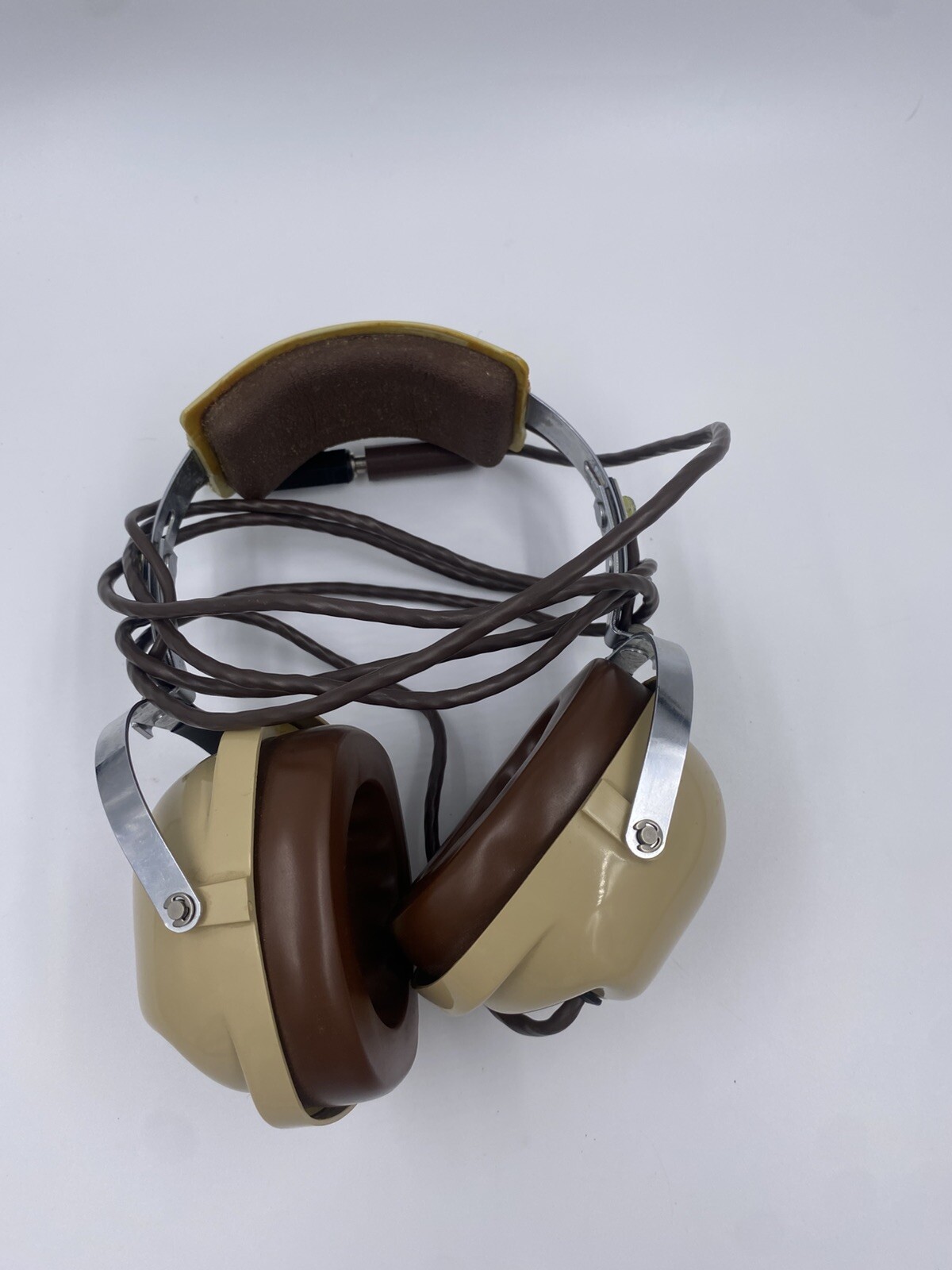 Vintage David Clark Inc M234 Beige and Brown Aviation Headphones Tested Work