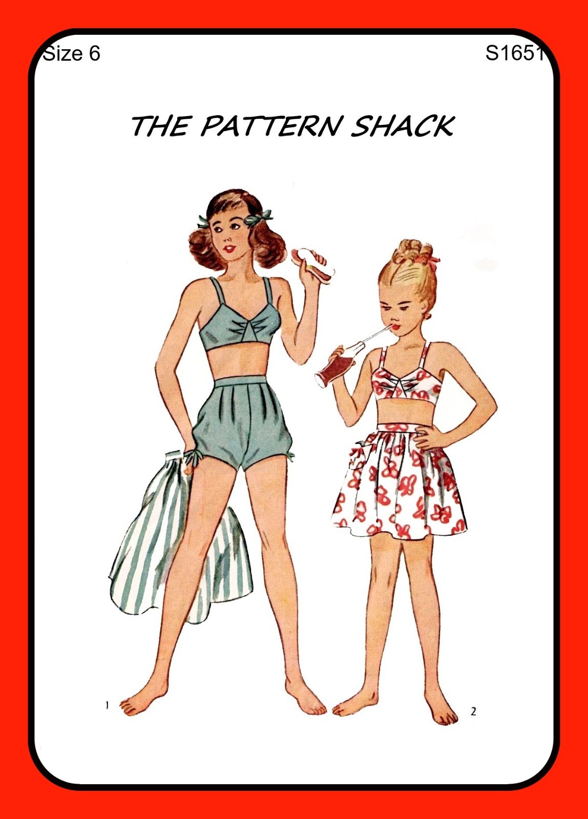 Vintage 1940's Childs BATHING SUIT Pattern w SKIRT Swimsuit Simplicity 1651