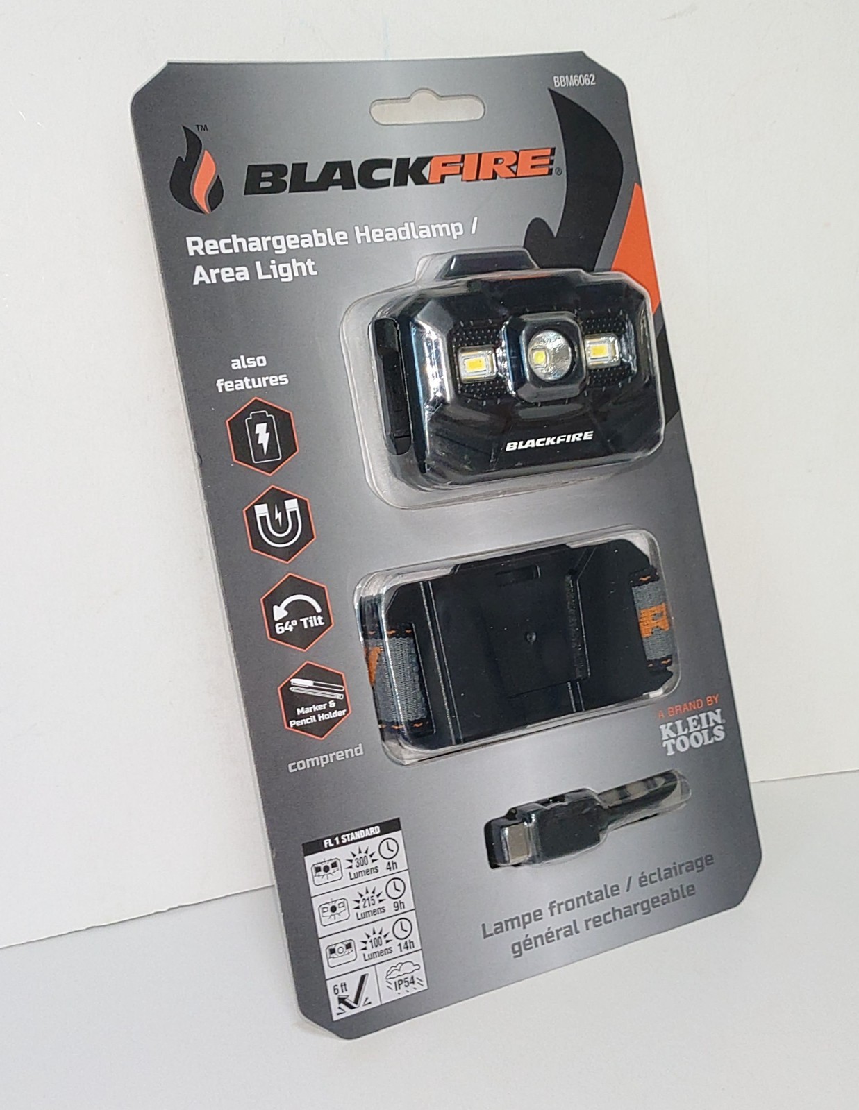 Blackfire Rechargeable Headlamp 300 Magnetic Durable Compact Strap Holds Pencil