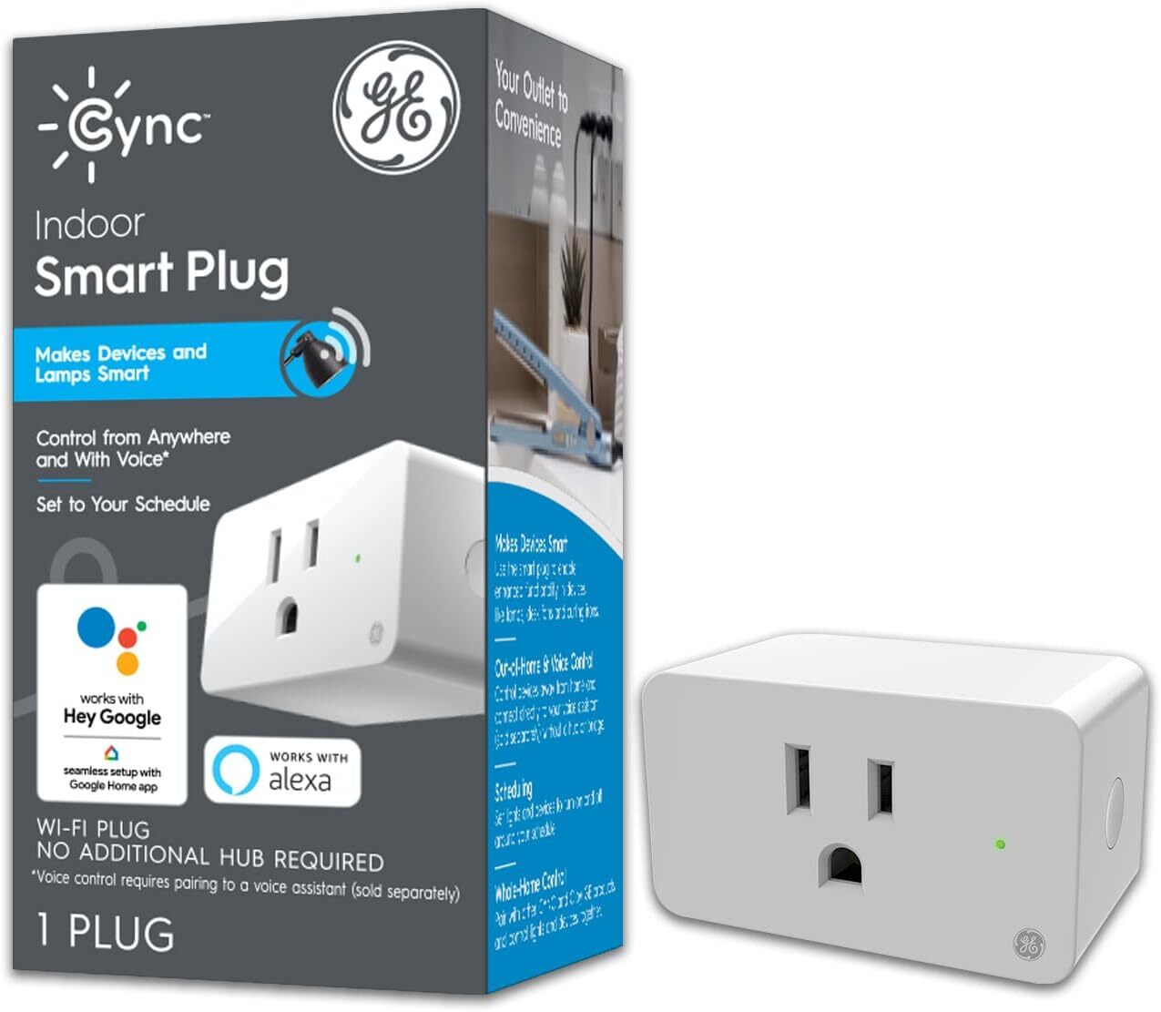 C by GE Cync Indoor Smart Plug Control From Anywhere and With Voic White