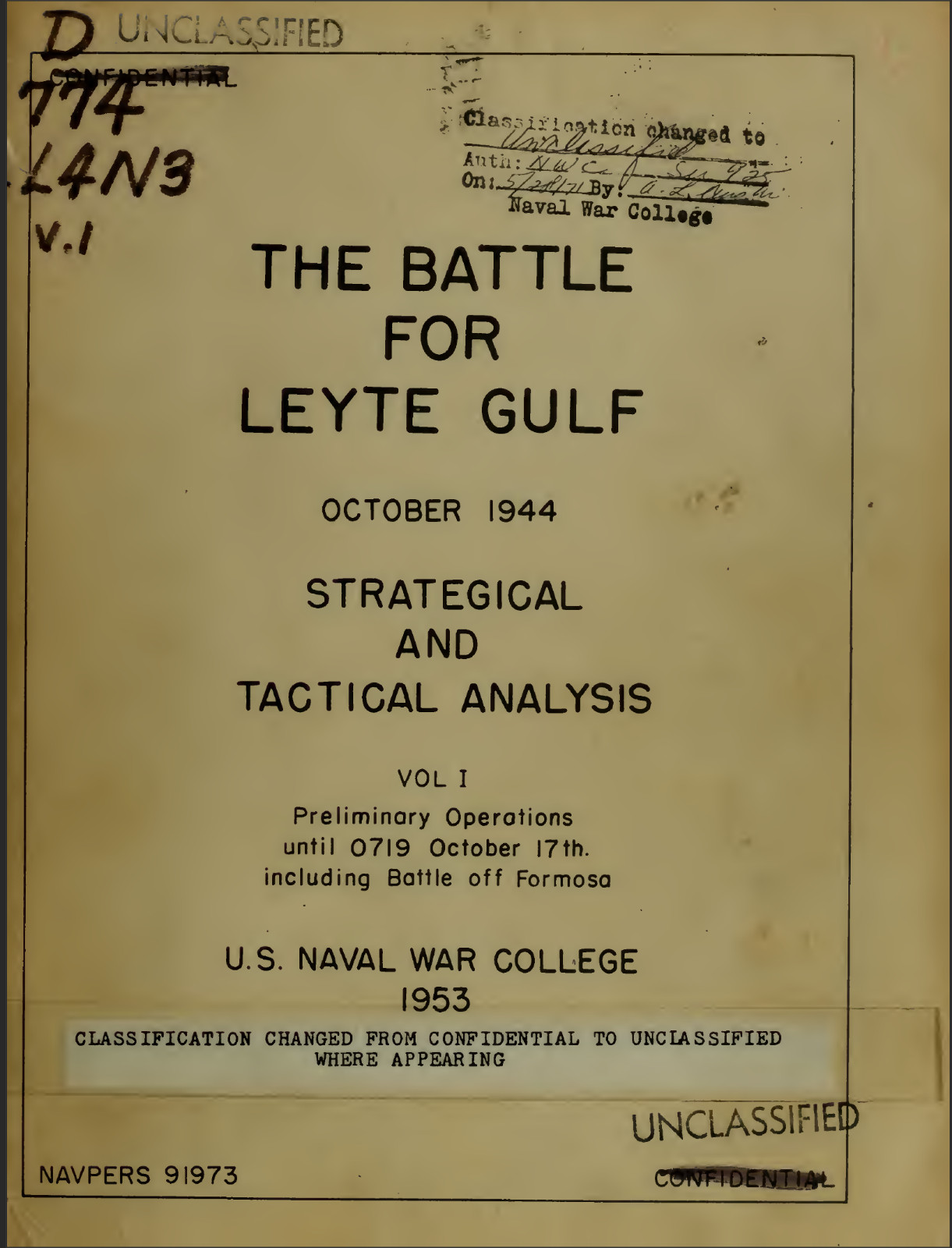 616 pg. The Battle For Leyte Gulf Oct 1944 NAVPERS 91973 History Book on Data CD