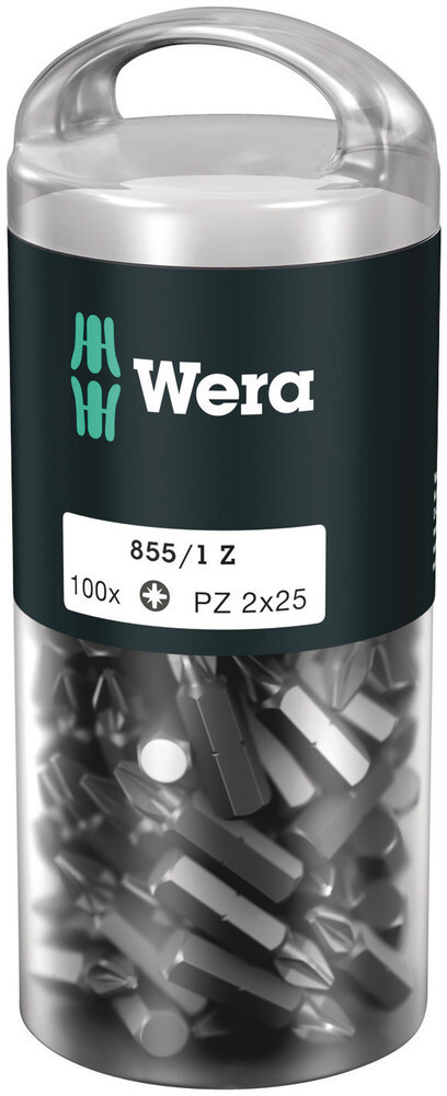 Wera 072444, 855/1 Z DIY 100 Bits, PZ 2 x 25 mm, 100 pieces