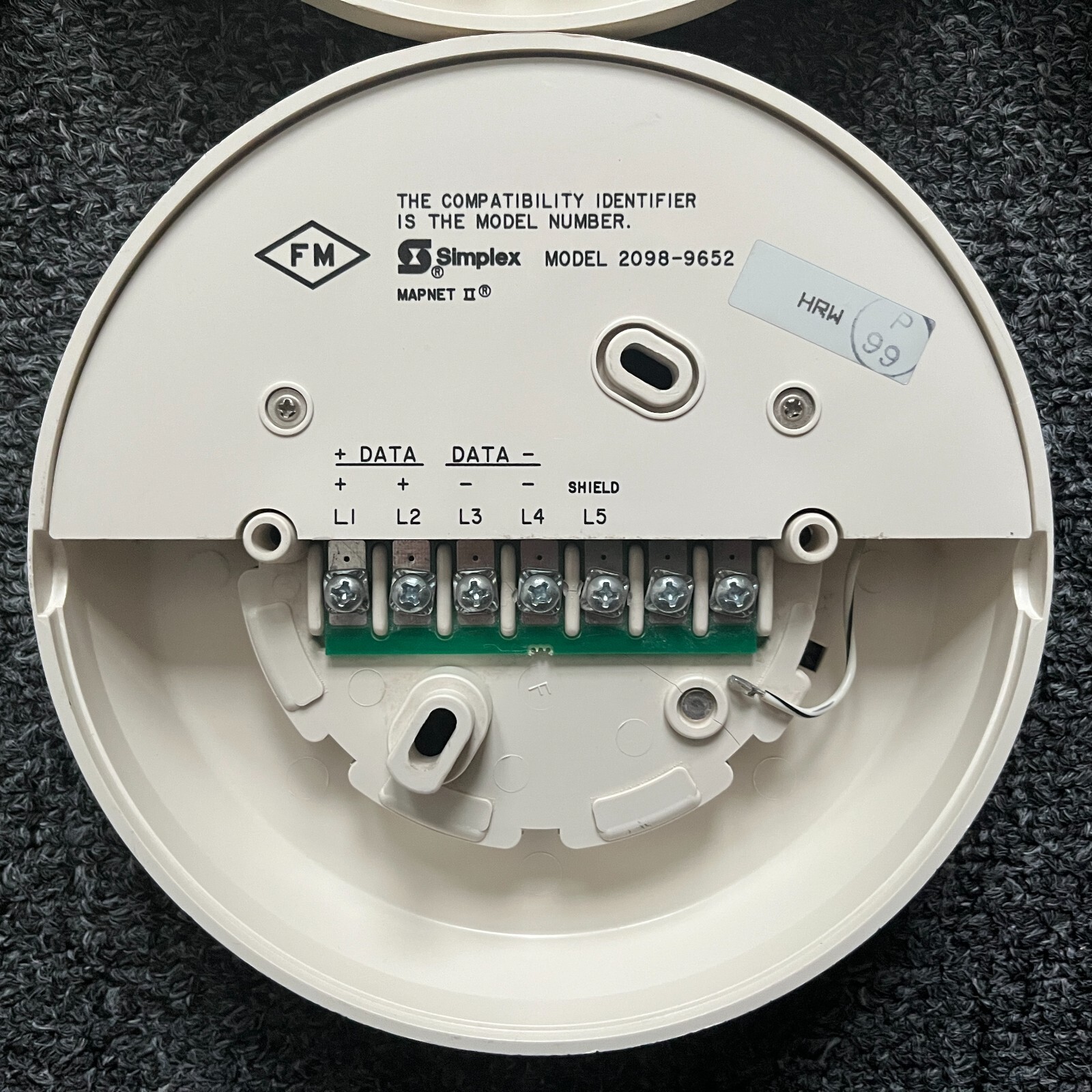 (1x) Simplex 2098-9652 Addressable Smoke Detector Base MAPNET II USED TESTED