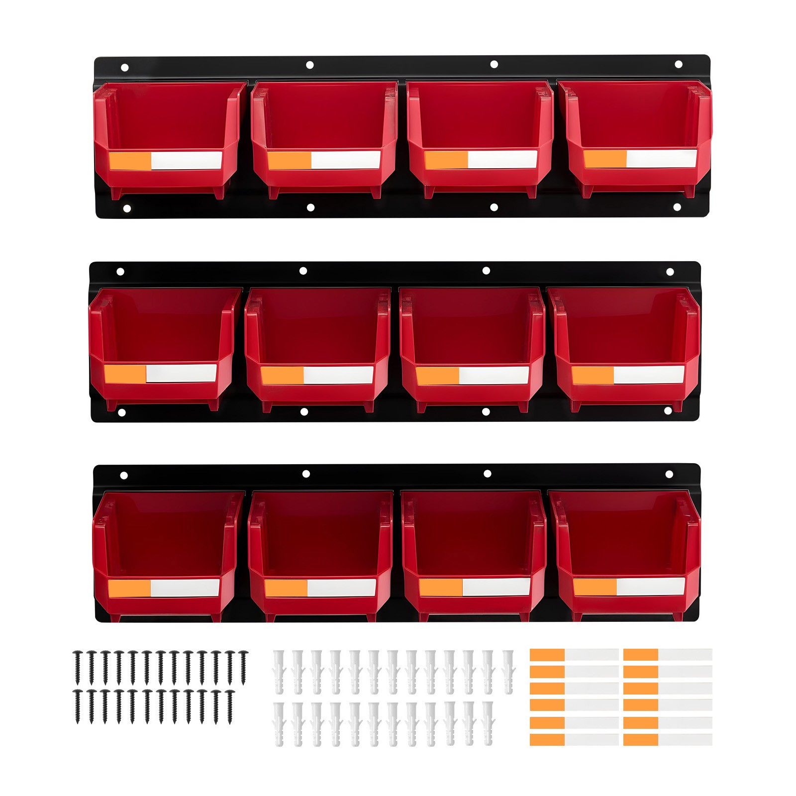 Uimoso Wall-Mounted Stackable Storage Bins, 12-Piece Set, Red