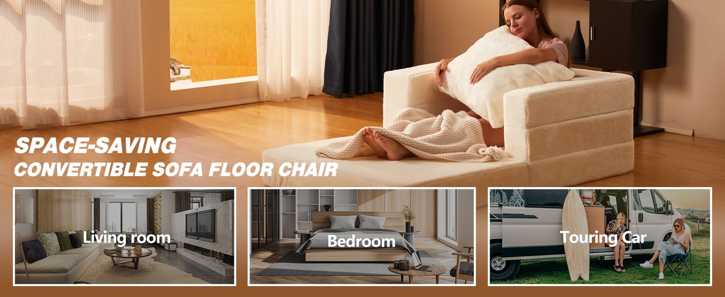 Futon Sofa Bed with Pillow, 3-in-1 Sleeper Sofa Bed with Removable Cover,