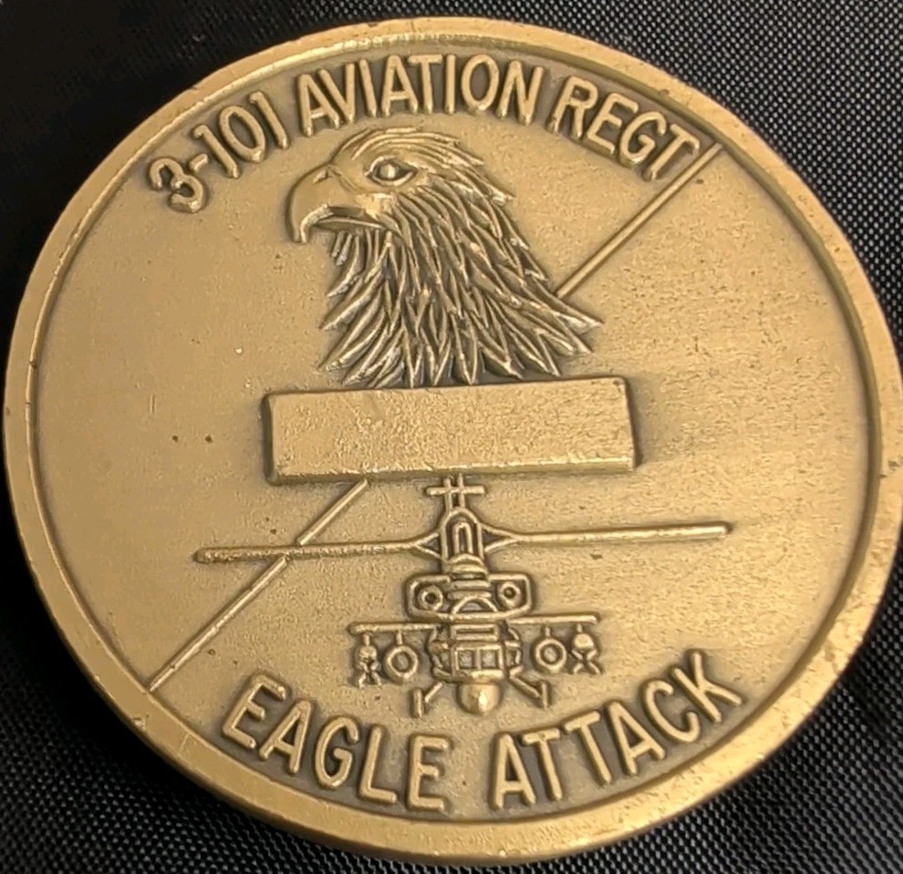 CHALLENGE COIN 3-101ST 101st. AIRBORNE AVIATION REGIMENT EAGLE ATTACK Vtg. RARE