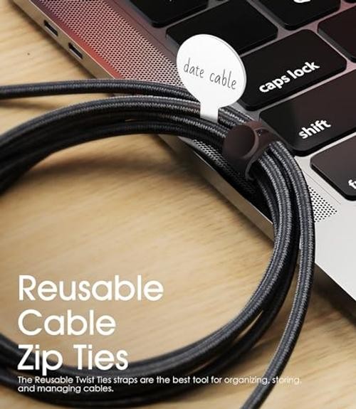 32Pcs Cable Labels and Silicone Cable Ties Value Cable Black&white-32pcs