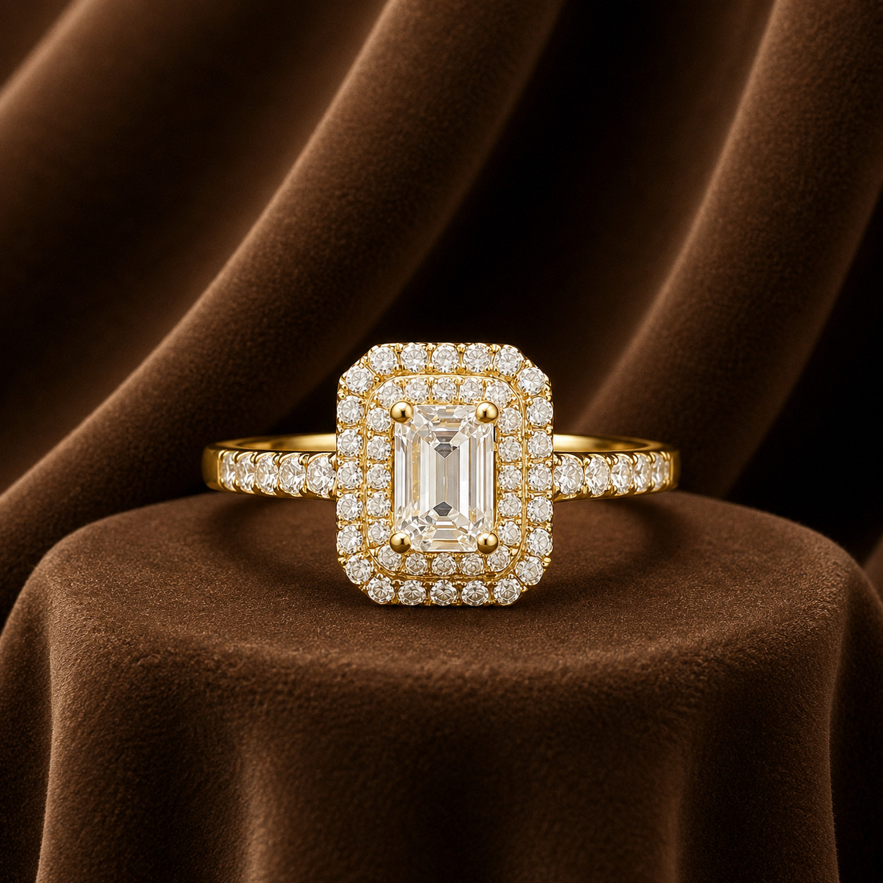 4Ct Emerald cut  Moissanite diamond  Engagement  Ring 14K Gold Plated