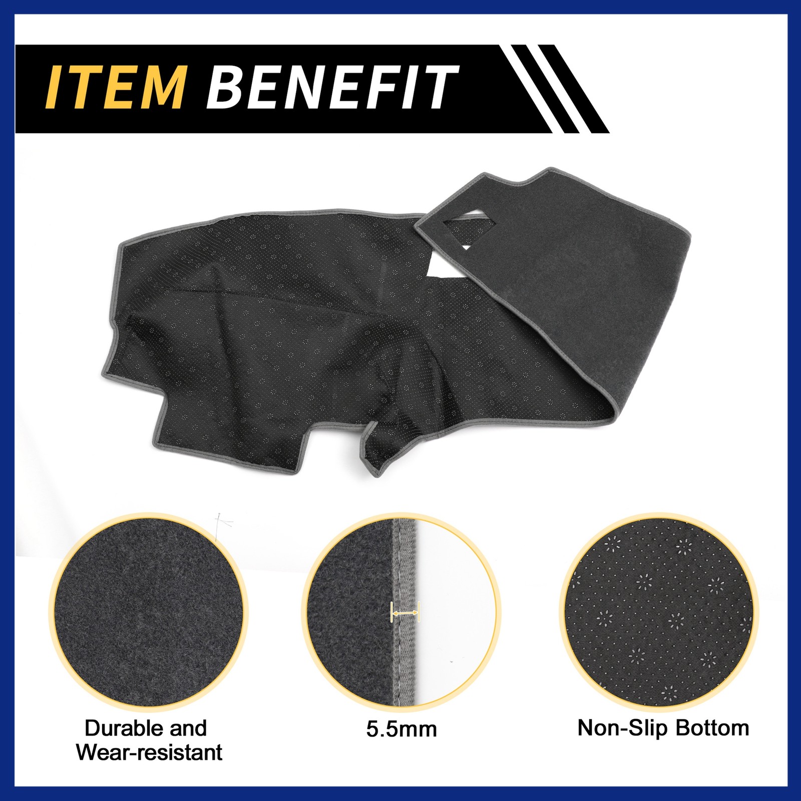 Dash Cover for Ford for Ranger 1989-94 Non-Slip Dash Cover Mat Pad Gray