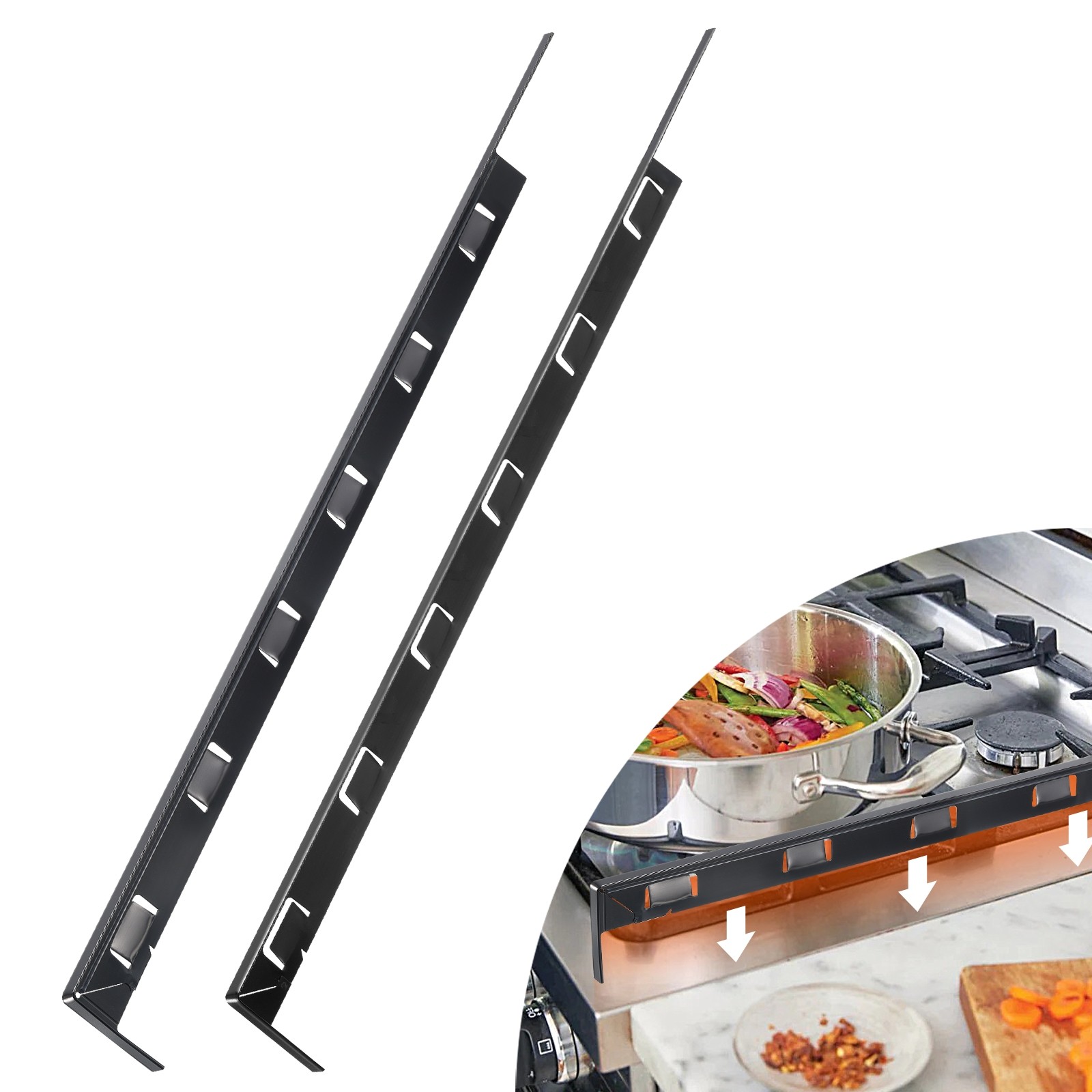Kitchen Stove Counter Gap Cover - Stove Gap Filler 25.59in Length Black