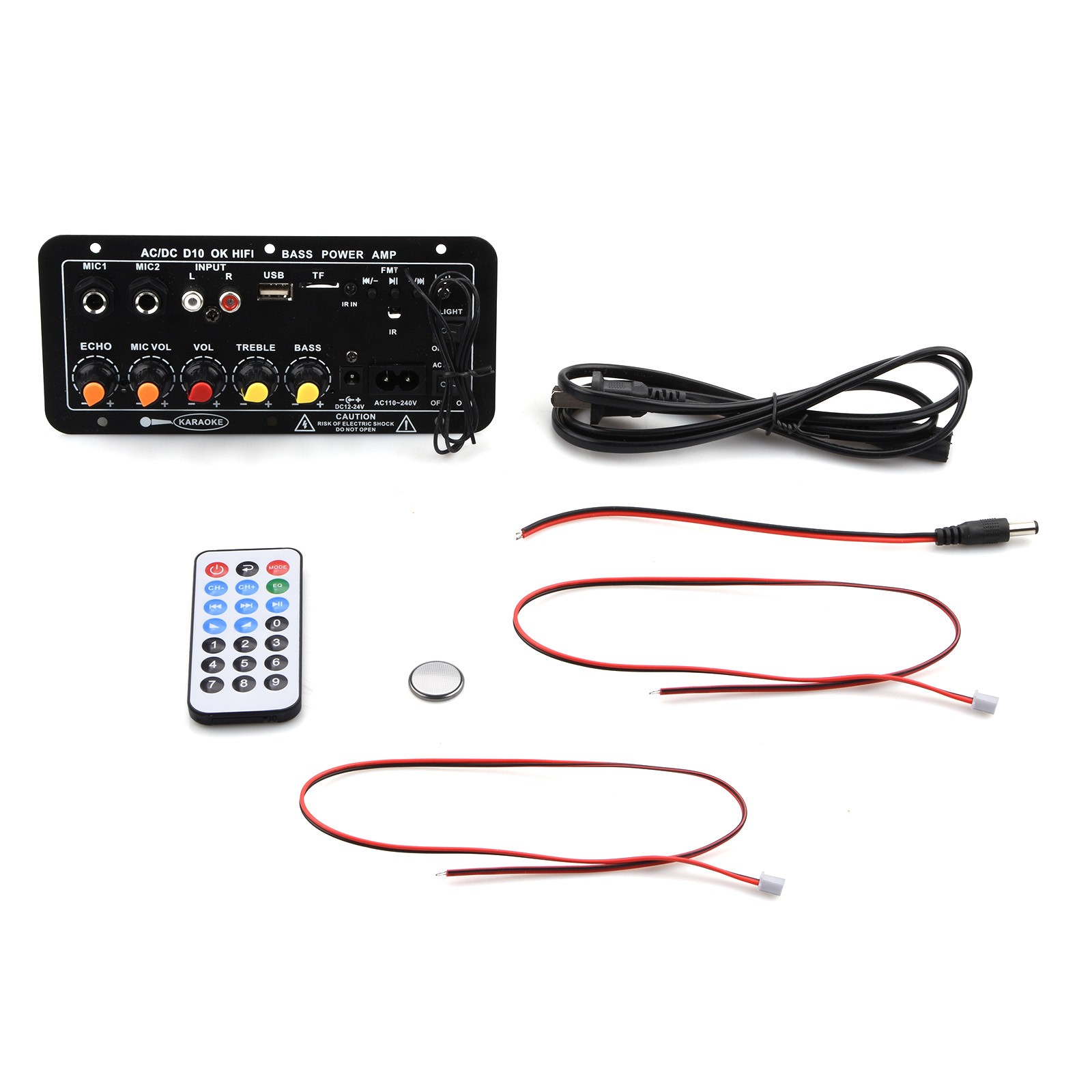 1 Set Multi-function Audio Amplifier Board Bluetooth 5.0 FM radio/Treble/Bass